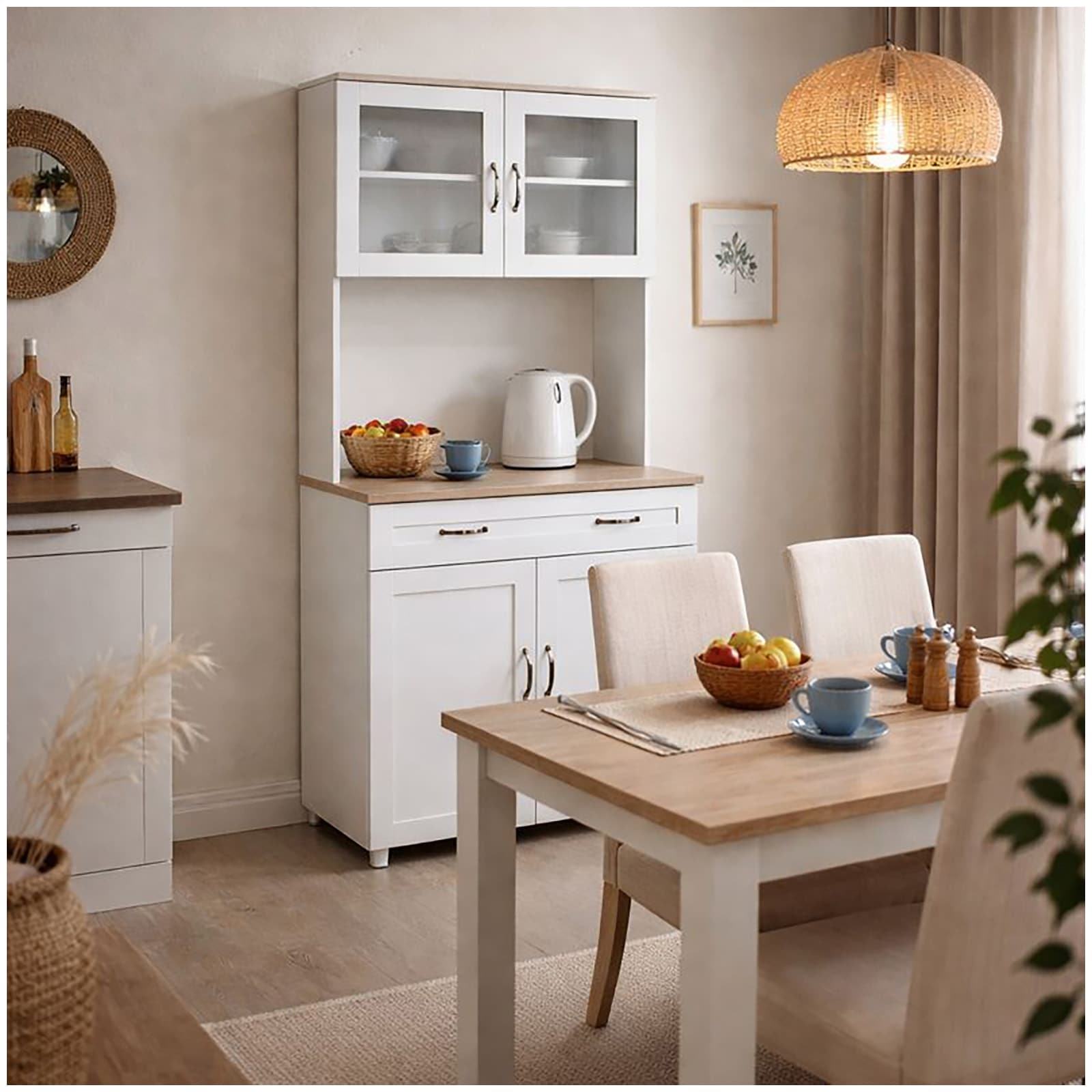 HTI-Living K&uuml;chenbuffet mit Glasteil Wei&szlig; Blanca 