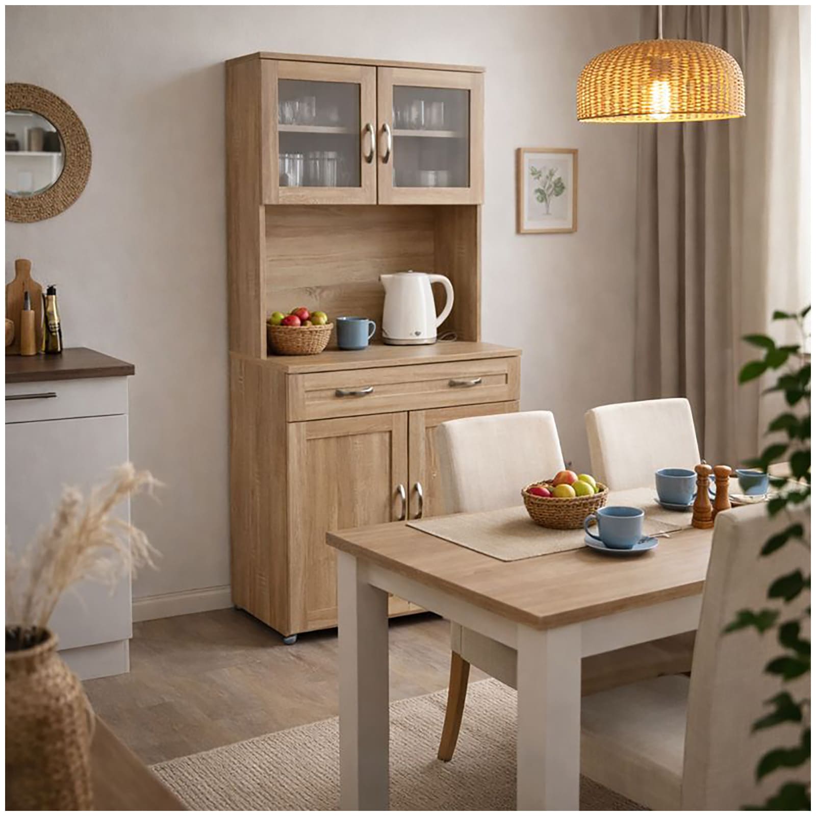 HTI-Living K&uuml;chenbuffet mit Glasteil Sonoma Blanca 