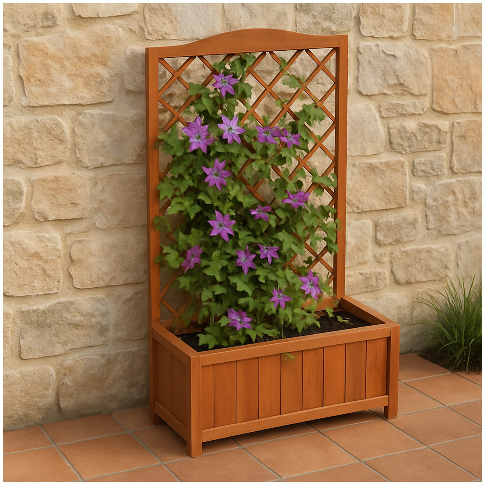 HTI-Living Pflanzk&uuml;bel mit Rankgitter Heidi XL Braun 