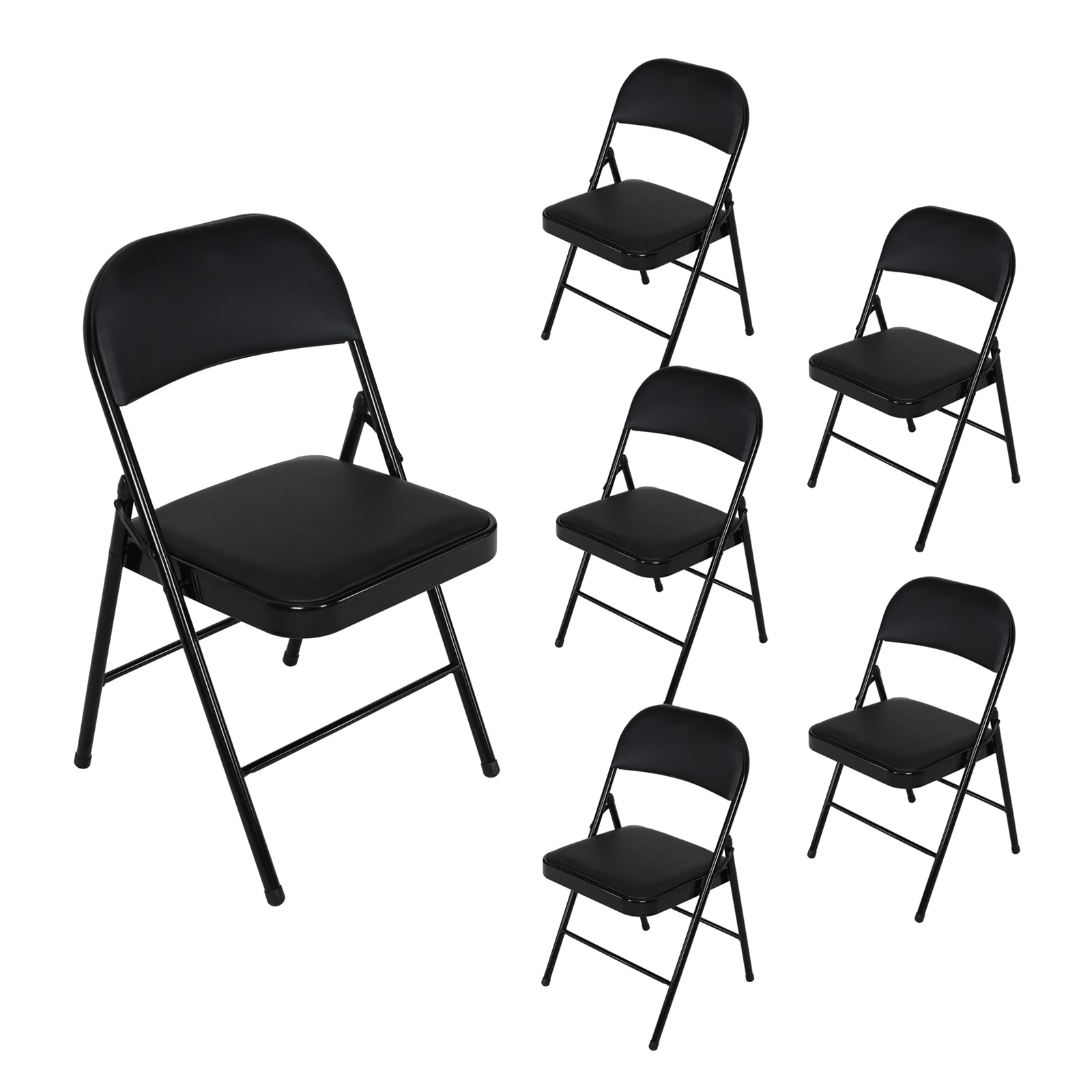 HTI-Living Klappstuhl Kunstleder Gestell Schwarz 6er-Set 