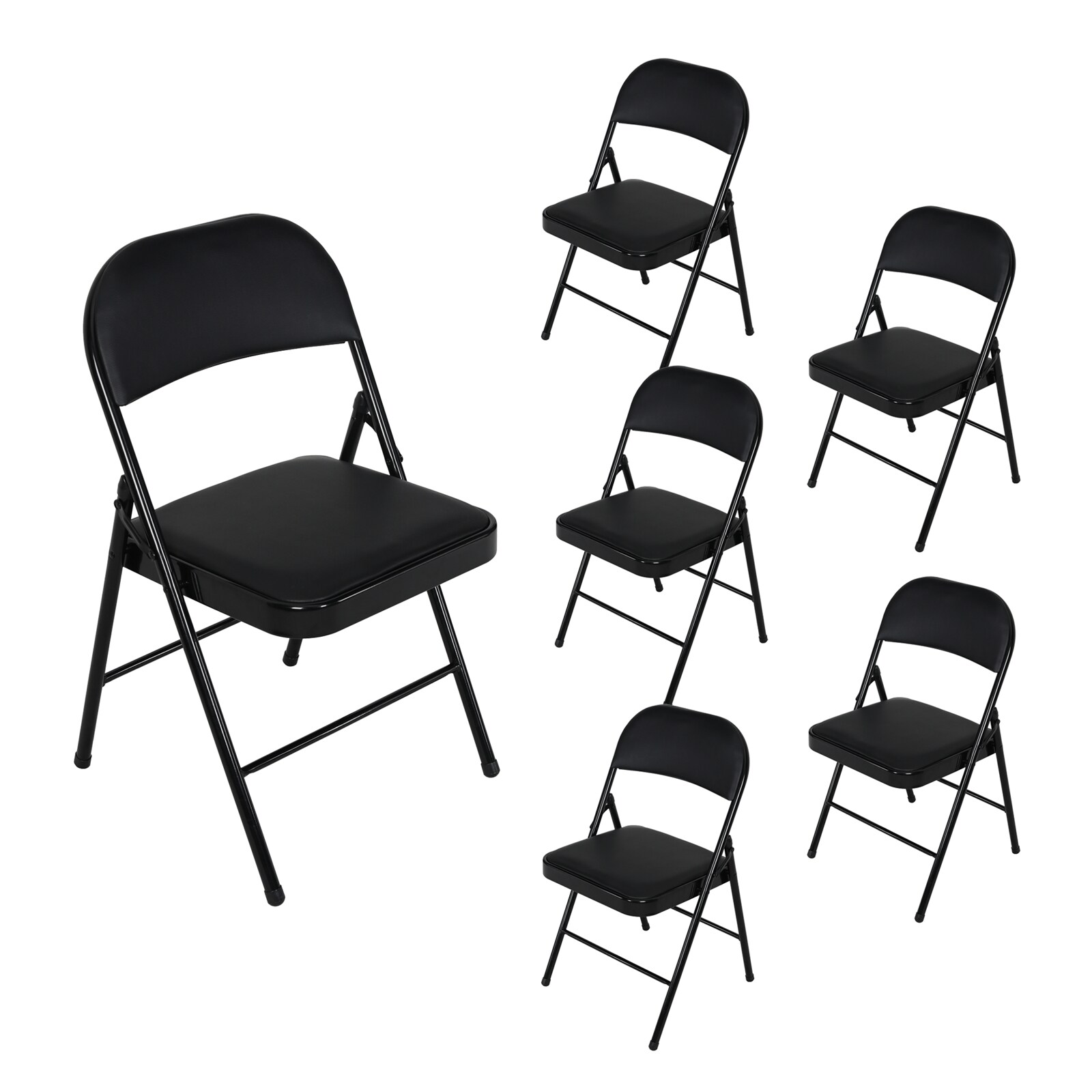 HTI-Living Klappstuhl Kunstleder Gestell Schwarz 6er-Set