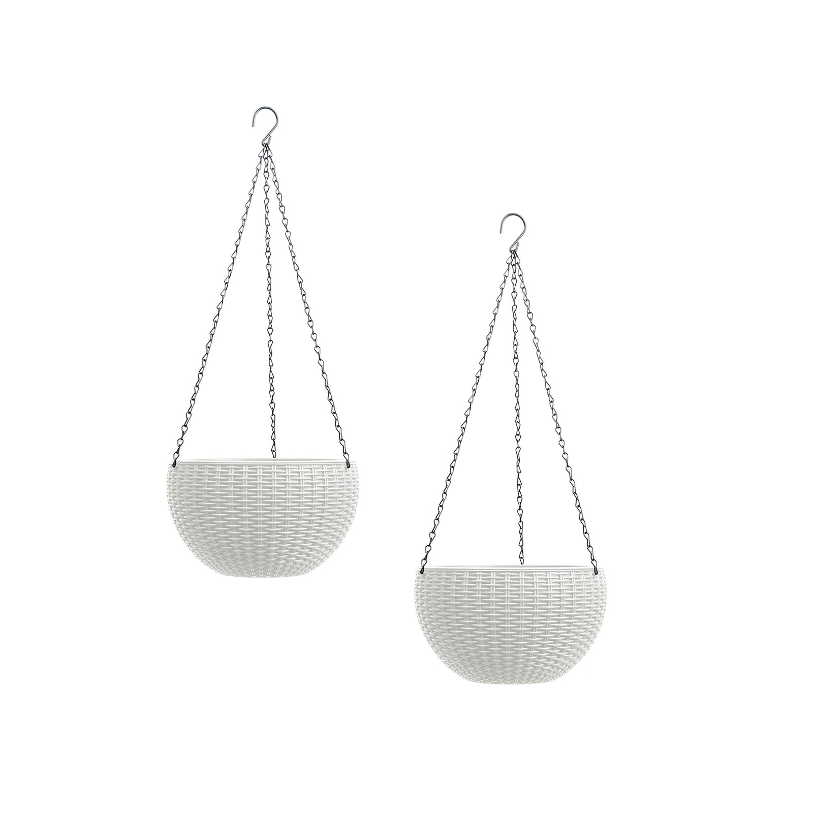 HTI-Living Blumenampel 2er Set Rattanoptik Wei&szlig; 