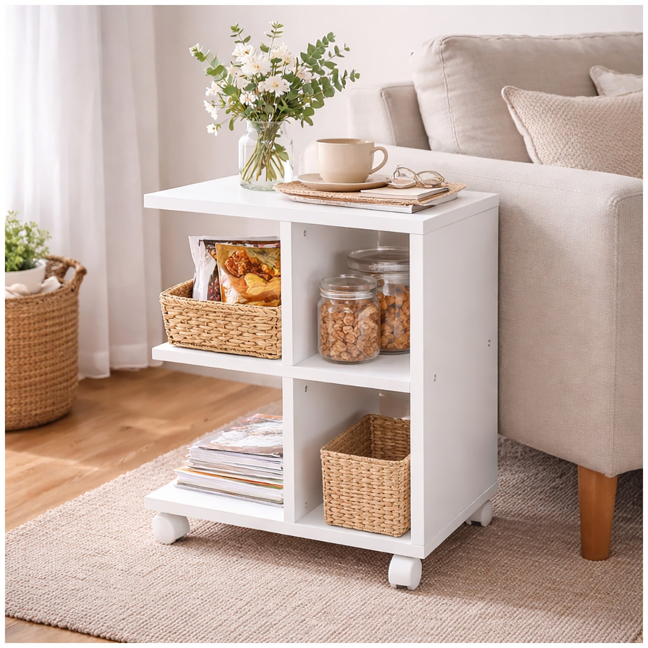 HTI-Living Beistelltisch auf Rollen Thekla Wei&szlig; 