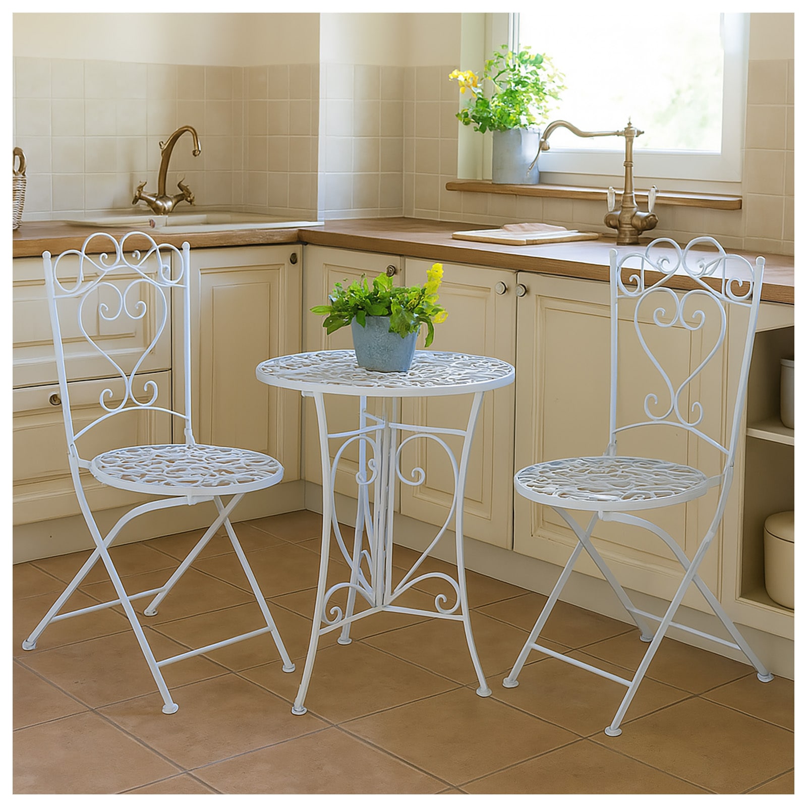 HTI-Living Essgruppe 3-teilig Curly Creme 