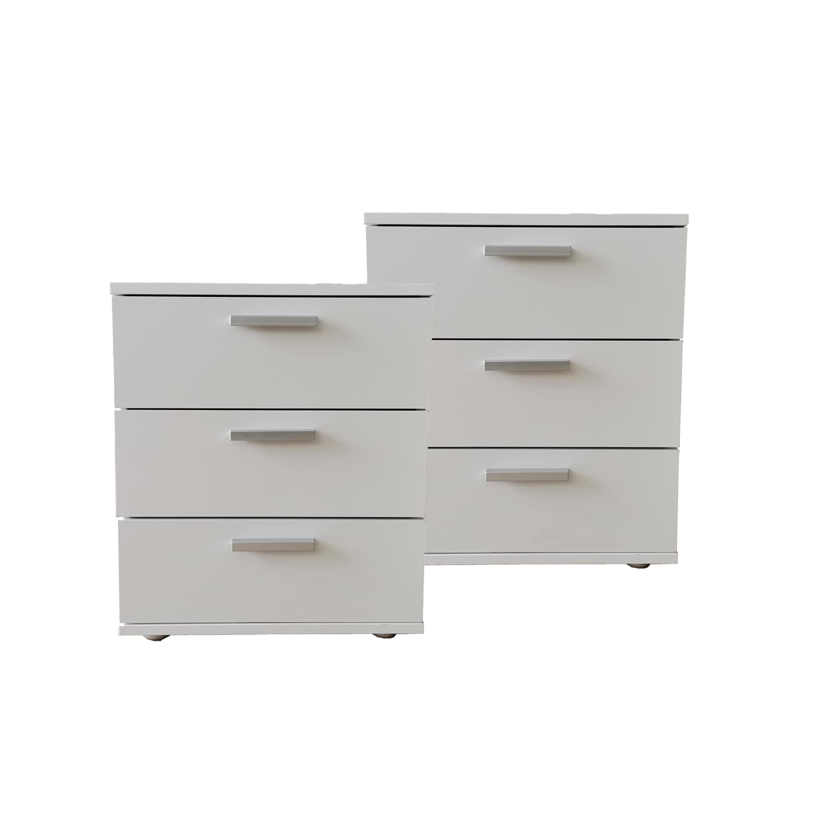 HTI-Living Nachtkommode 3 Schubladen Nina Wei&szlig; 2er-Set 