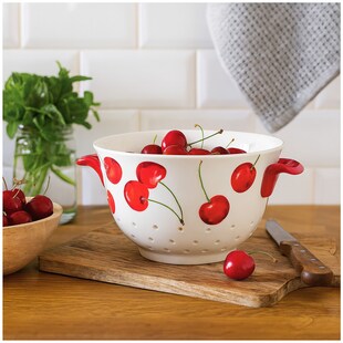 neuetischkultur Keramik Küchensieb mit Griffen stilvolles Sieb für Obst, Gemüse und Pasta 