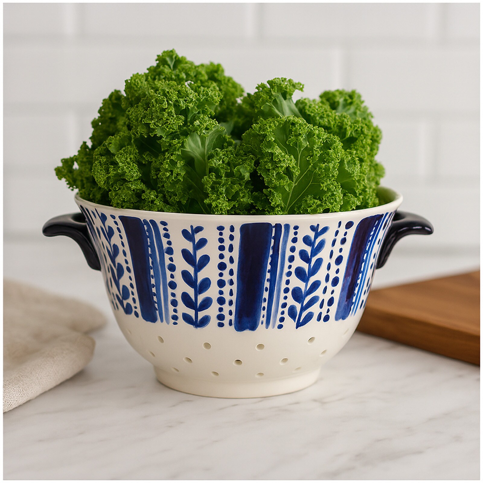 neuetischkultur Keramik K&uuml;chensieb mit Griffen stilvolles Sieb f&uuml;r Obst, Gem&uuml;se und Pasta 