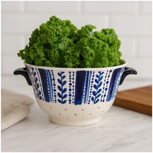 neuetischkultur Keramik Küchensieb mit Griffen stilvolles Sieb für Obst, Gemüse und Pasta 