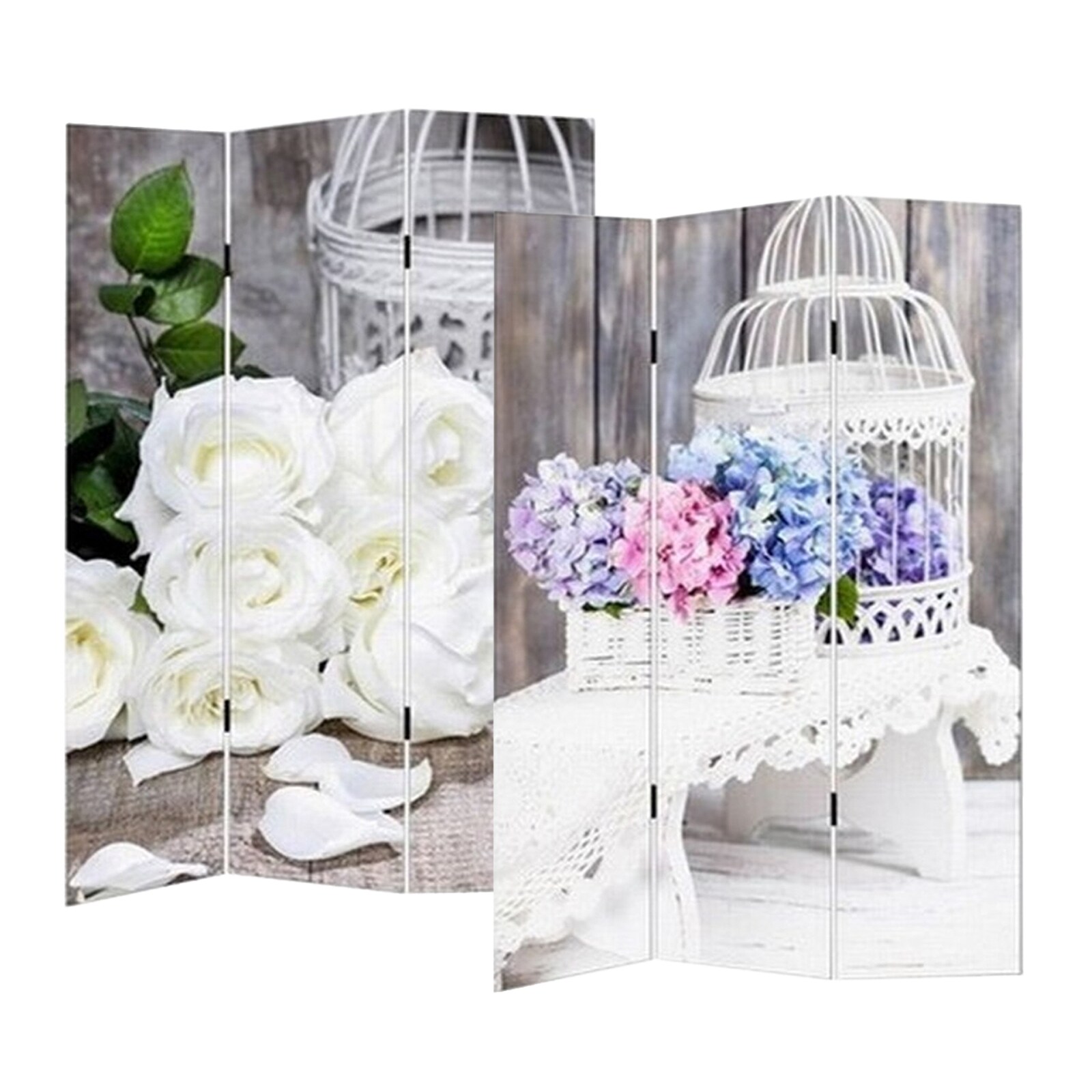 HTI-Living Paravent Rosen/Hortensie 