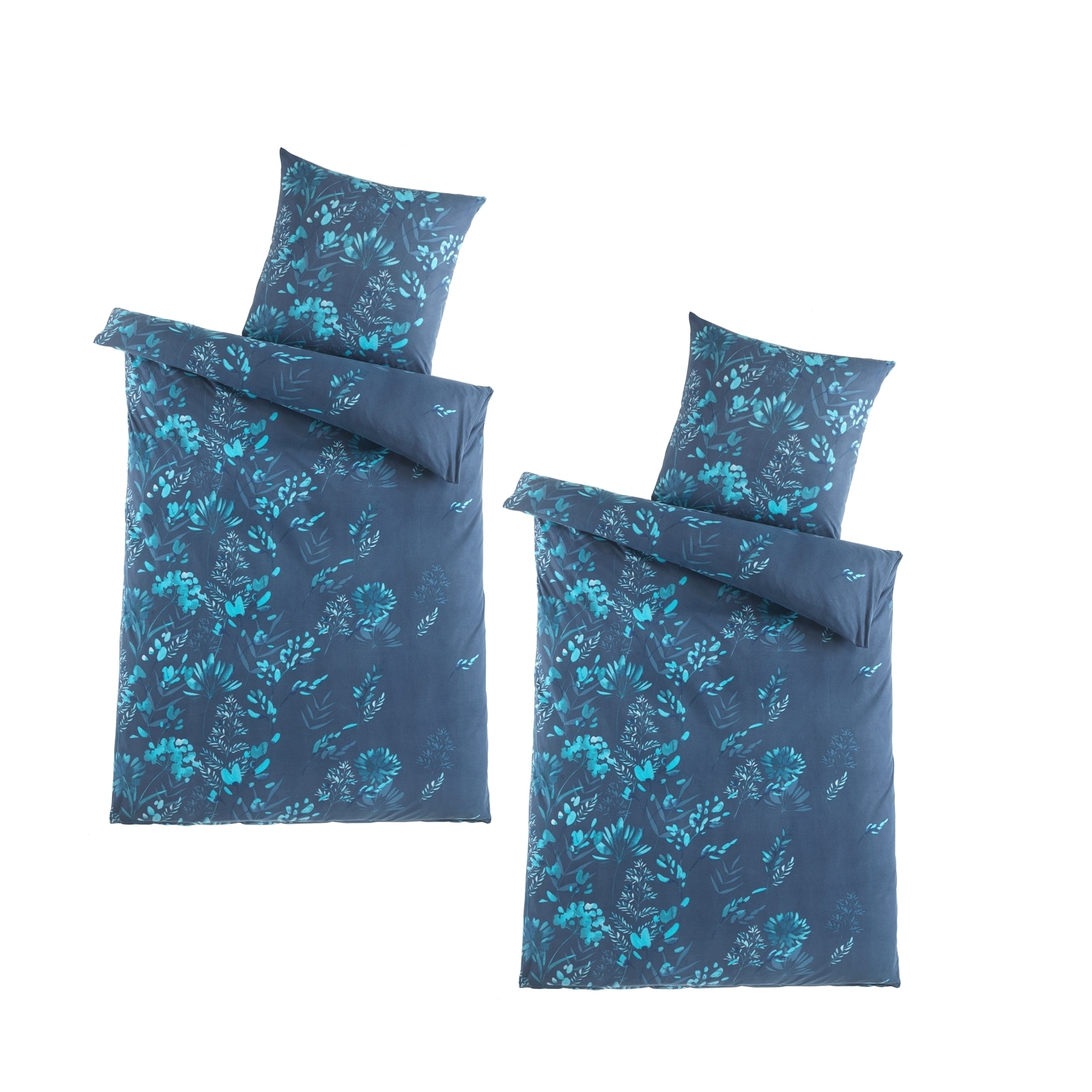 HTI-Living Mikrofaser Flausch Bettw&auml;sche 2 Sets Petrol/Blau 