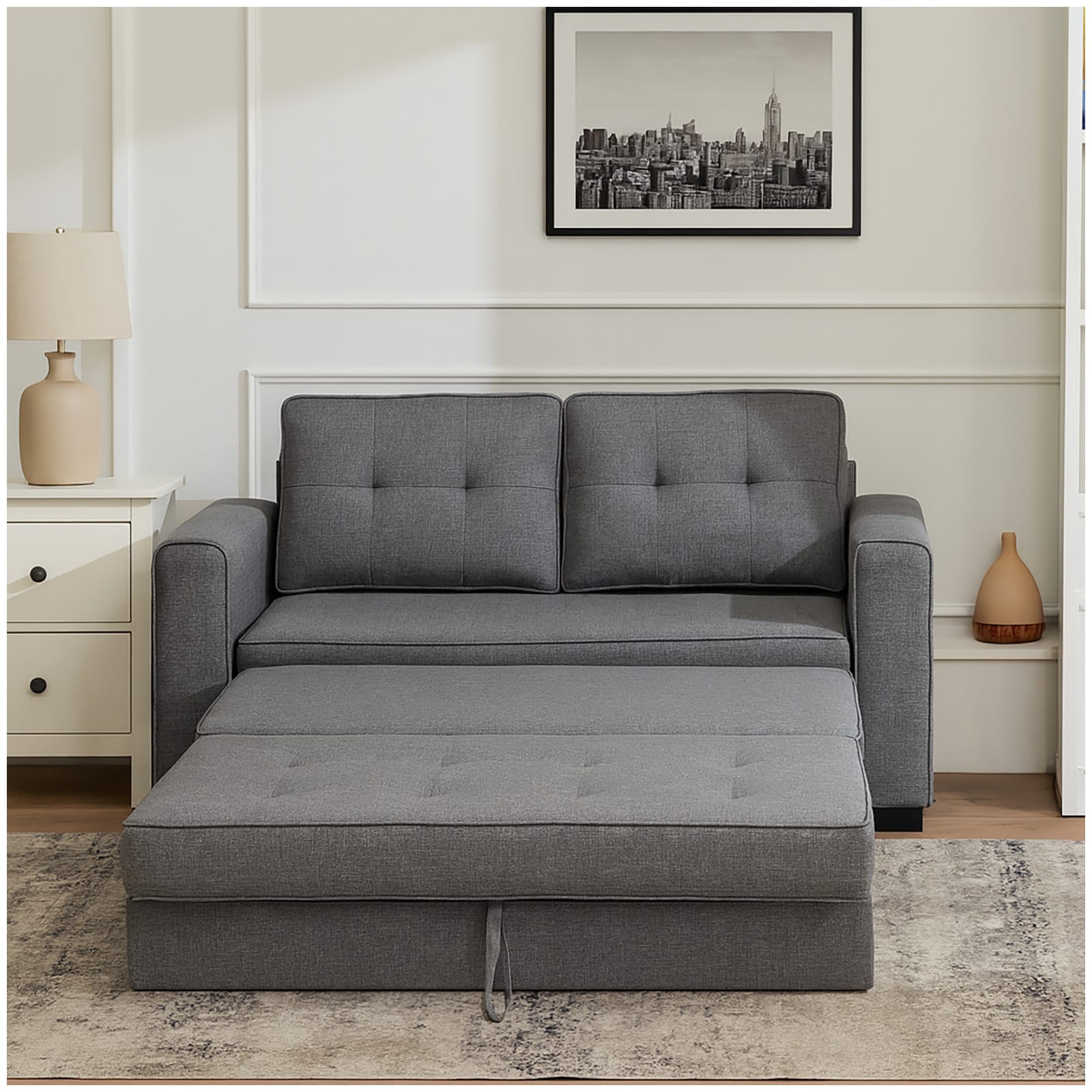 HTI-Living Zweisitzer mit Schlaffunktion Hellgrau Azaria 