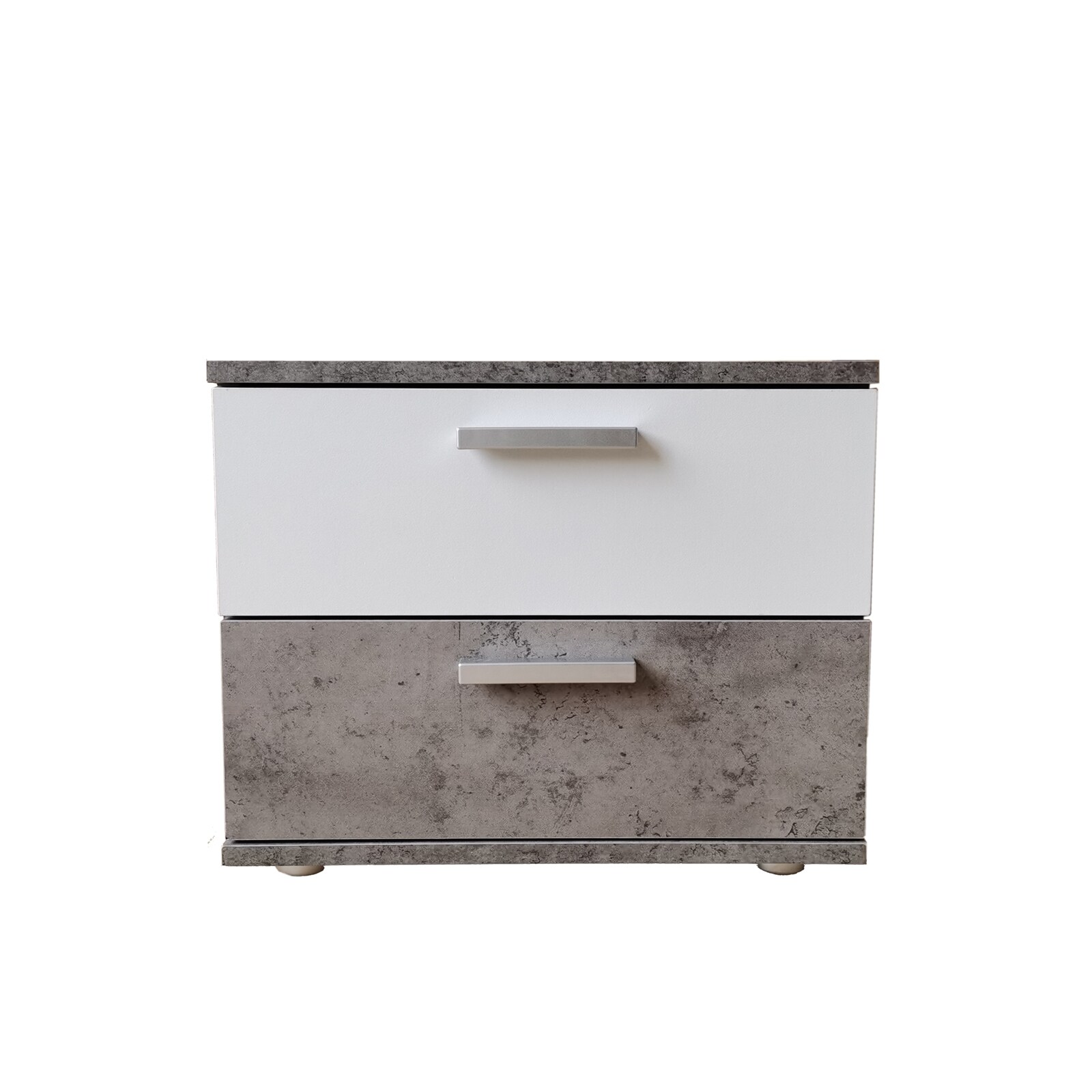 HTI-Living Nachtschrank Beton Wei&szlig; mit 2 Schubladen Nina 