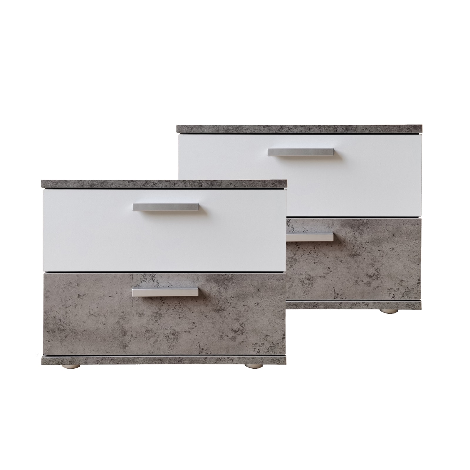 HTI-Living Nachtschrank 2er Set Beton Wei&szlig; Nina 