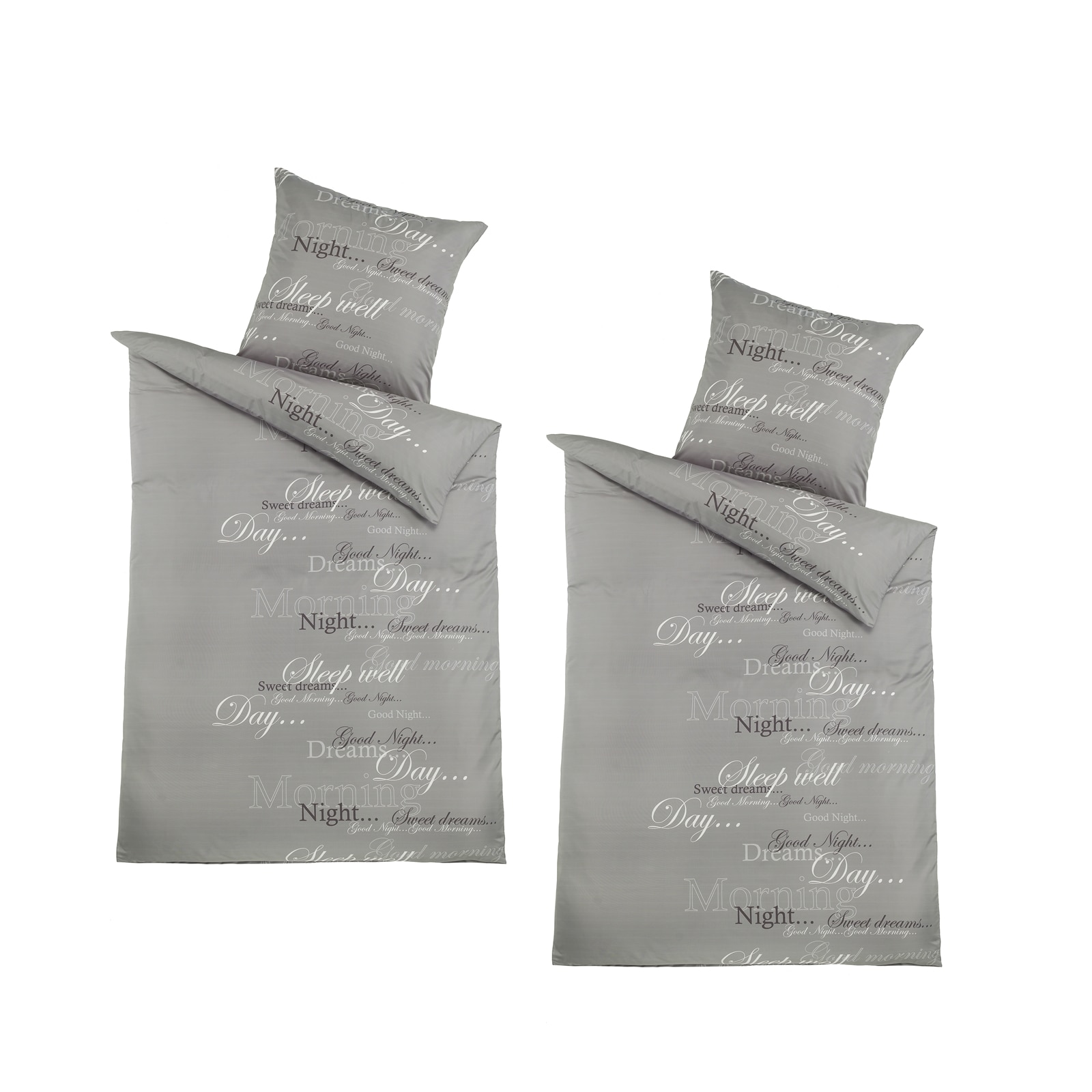 HTI-Living Mikrofaser Bettw&auml;sche 2 Sets Grau Sweet Dreams 