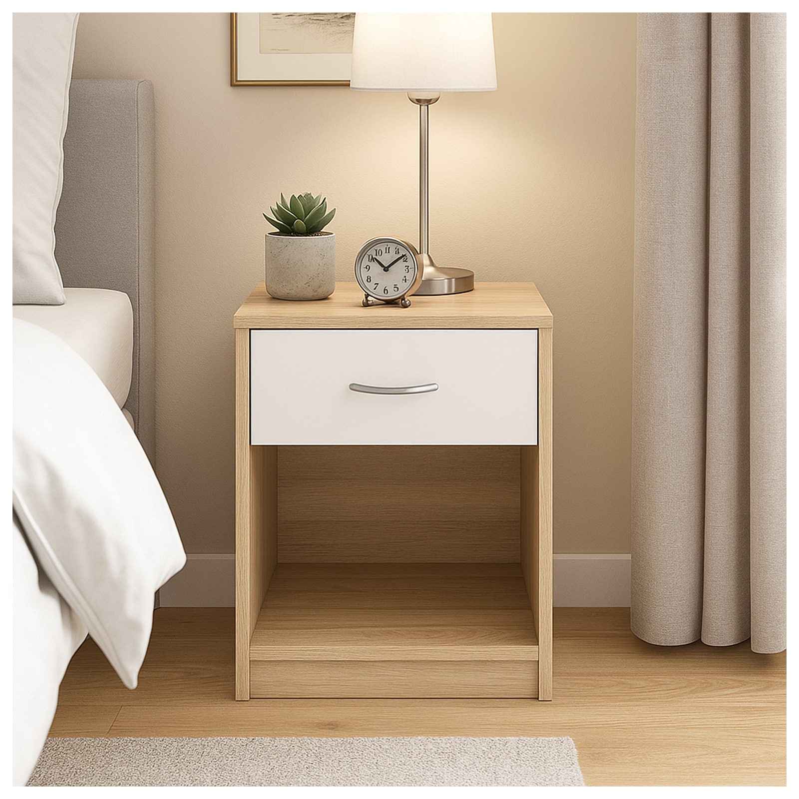 HTI-Living Nachtschrank mit 1 Schublade Nina Sonoma Wei&szlig; 