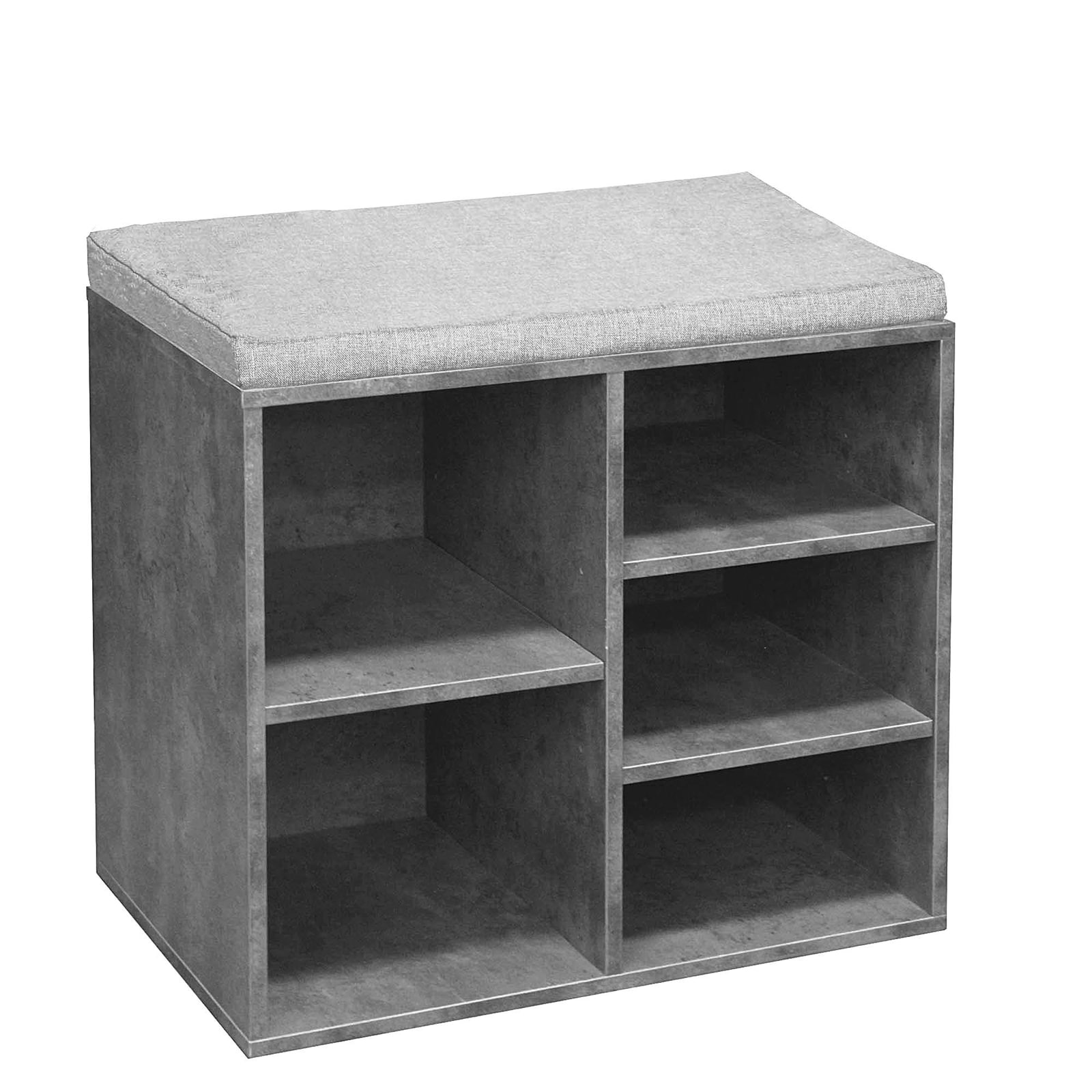 HTI-Living Garderobenbank mit 5 F&auml;chern inkl. Sitzkissen Beton 