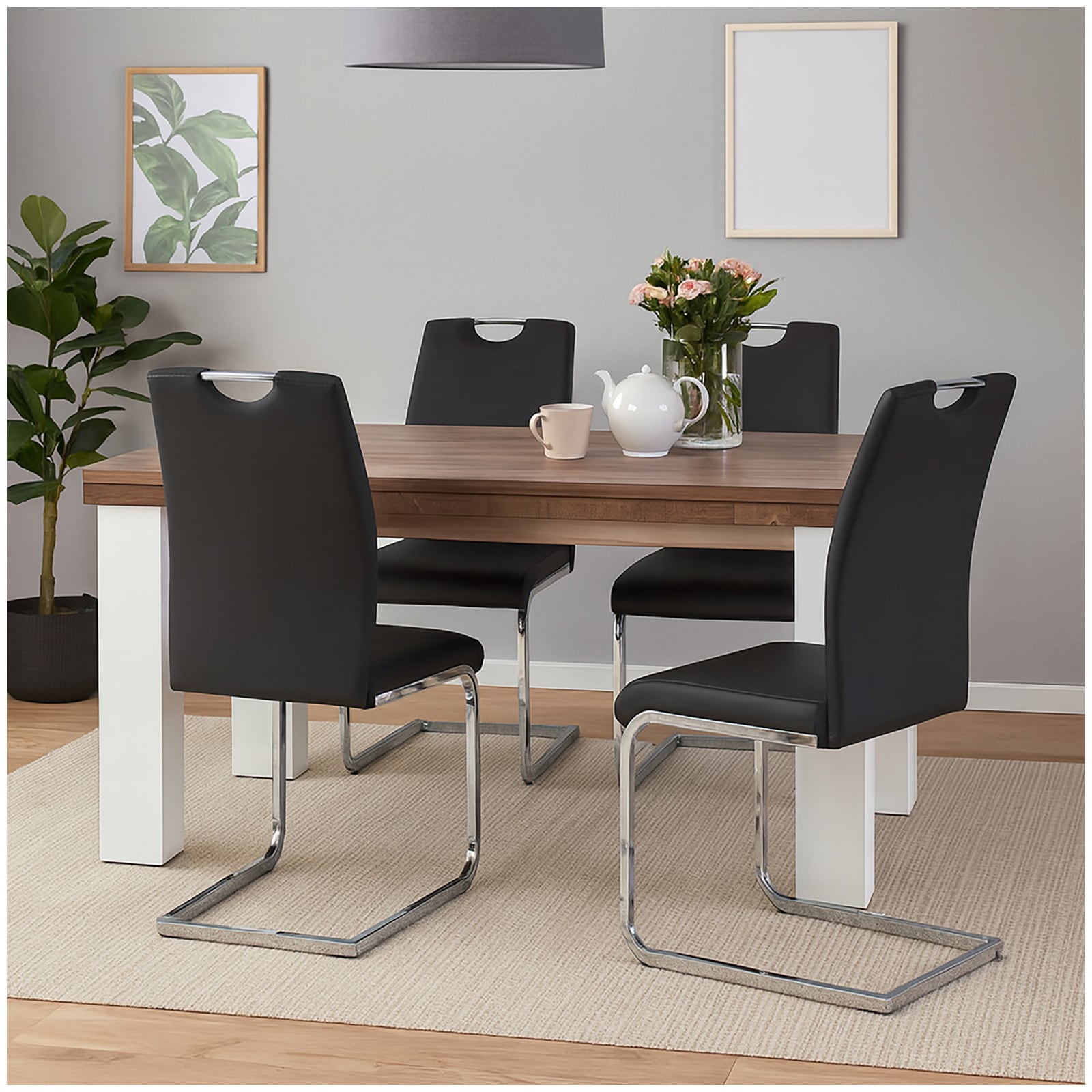 HTI-Living Esszimmerstuhl 4er Set Schwarz Nelly 