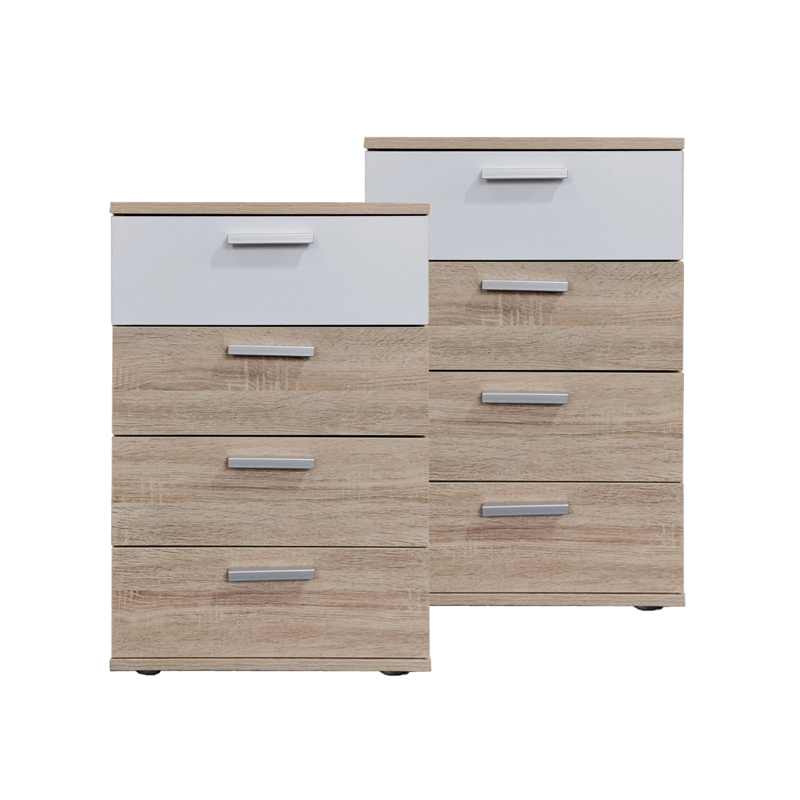 HTI-Living Nachtkommode 4 Schubladen Nina Sonoma Wei&szlig; 2er-Set 