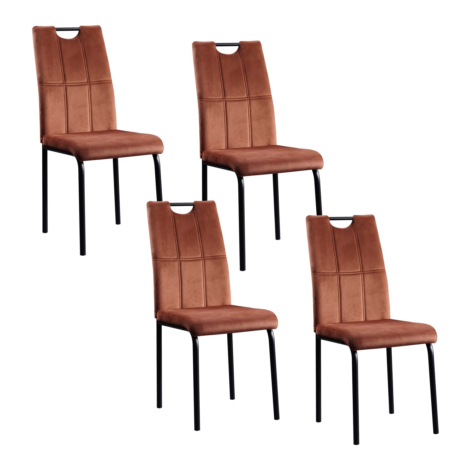 HTI-Living Esszimmerstuhl Denton Samt Braun 4er-Set 