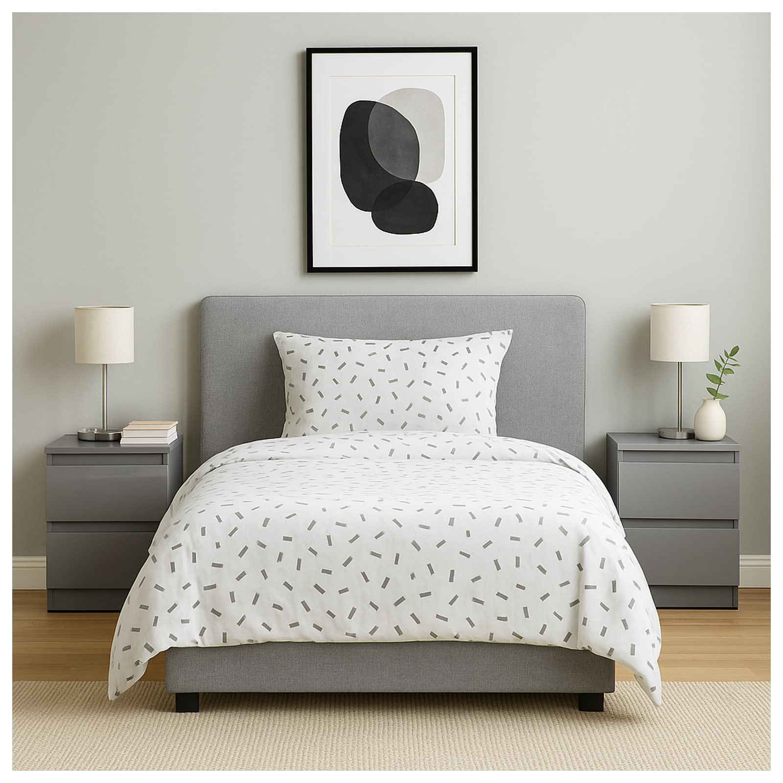 HTI-Living Nachtschrank Kenji Hochglanz Grau 2er-Set 