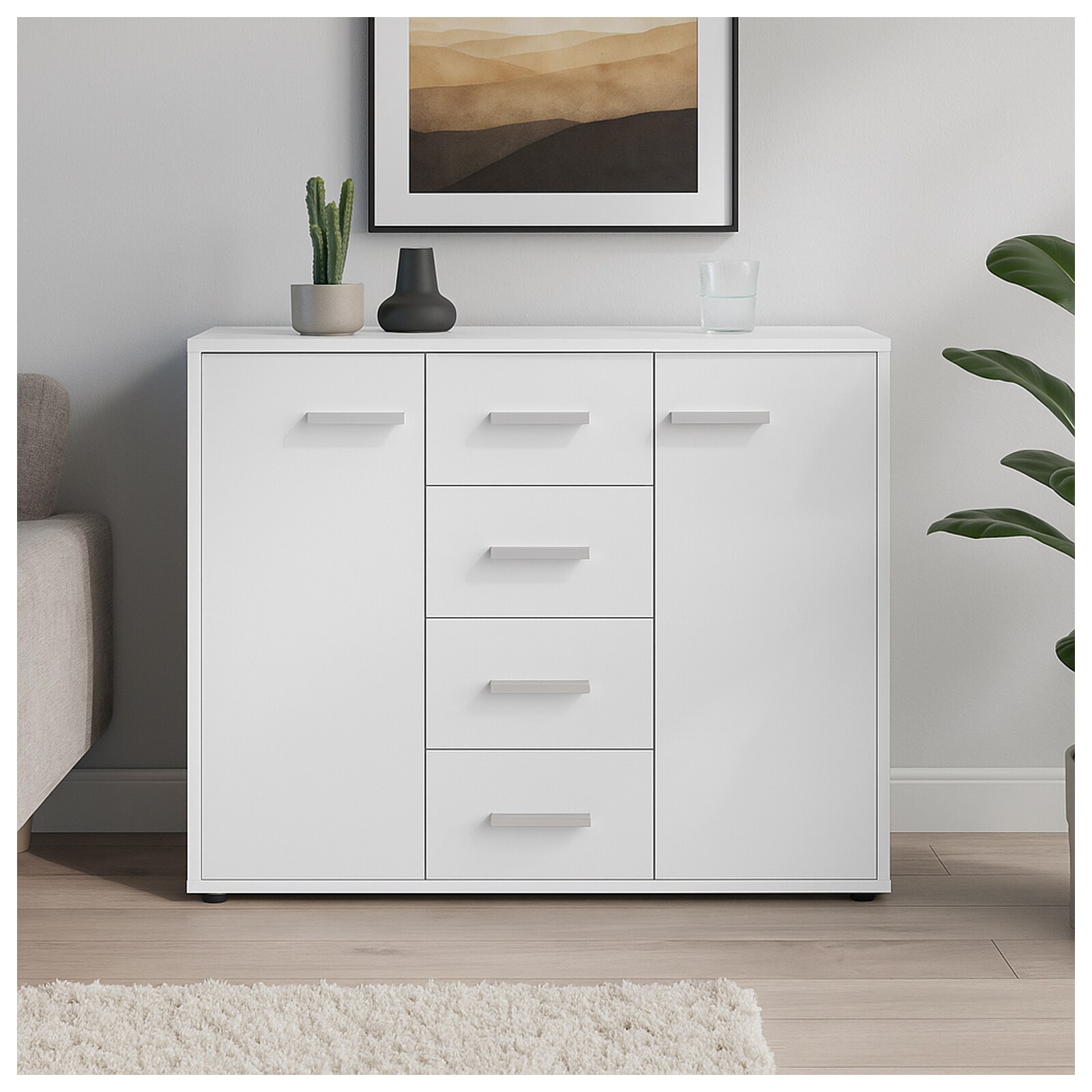 HTI-Living Sideboard Nina mit 4 Schubladen Wei&szlig; 