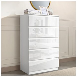 HTI-Living Sideboard Kenji 5 Schubladen Hochglanz Weiß 