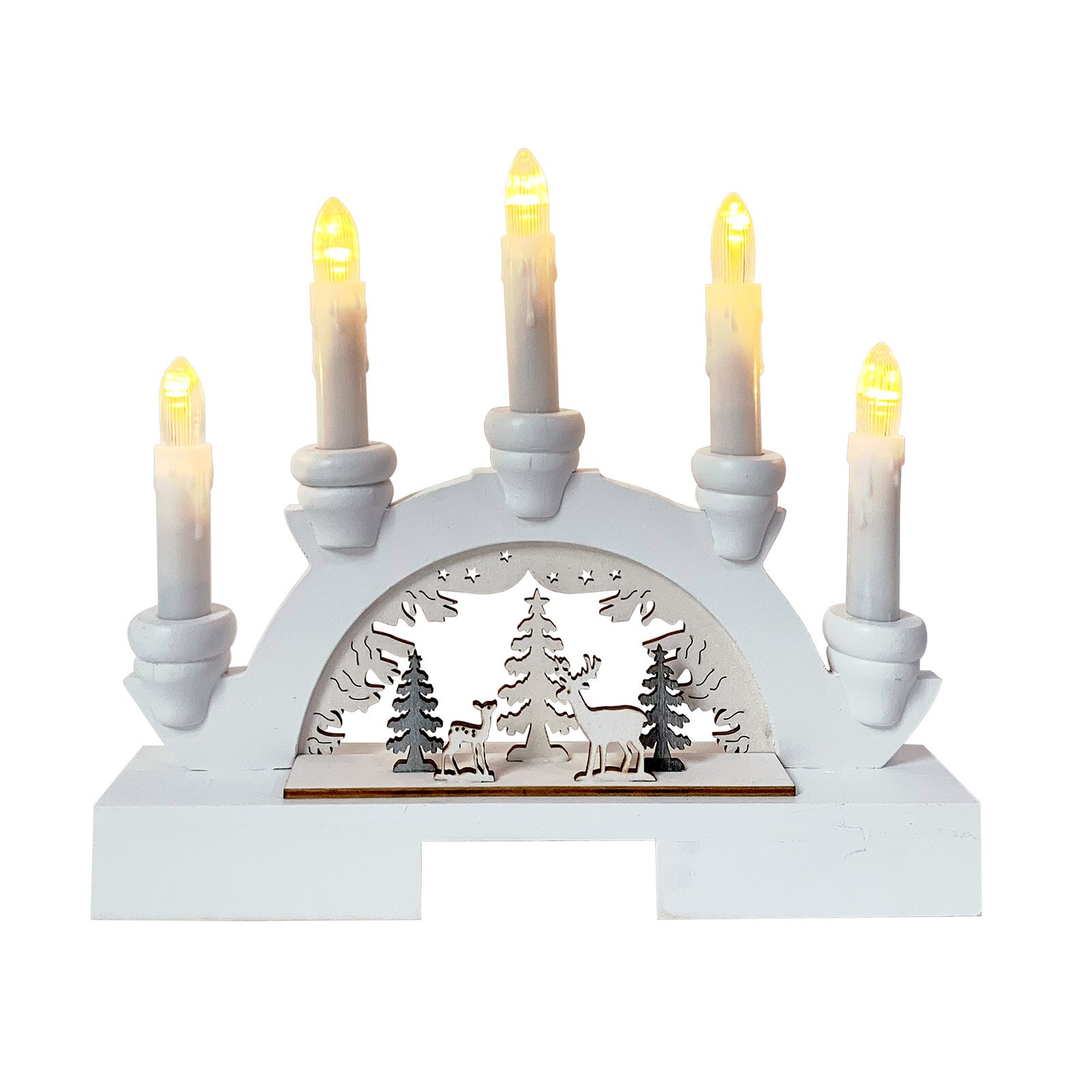 HTI-Living Leuchtbogen Rehe im Wald Wei&szlig; 