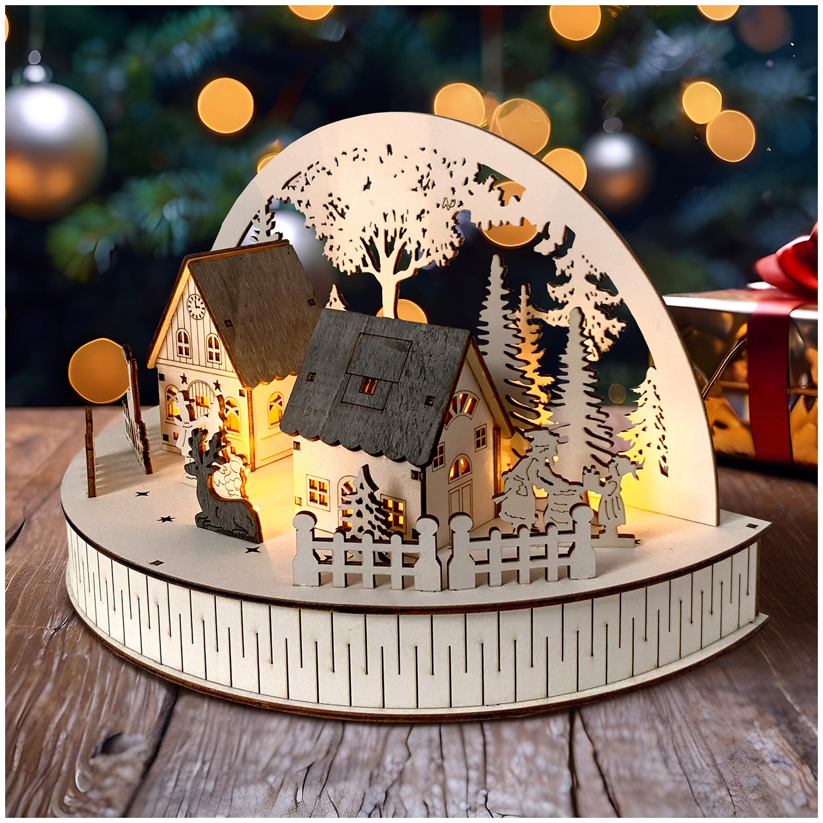 HTI-Living Weihnachtsszene beleuchtet Rehe 