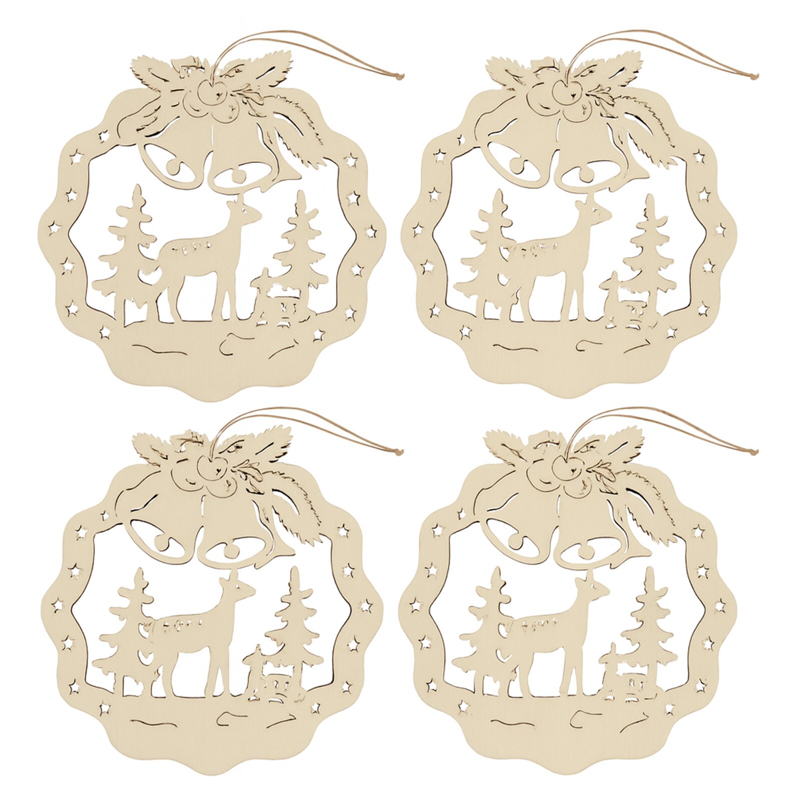 HTI-Living Fensterbild 4er Set Rehe im Wald 