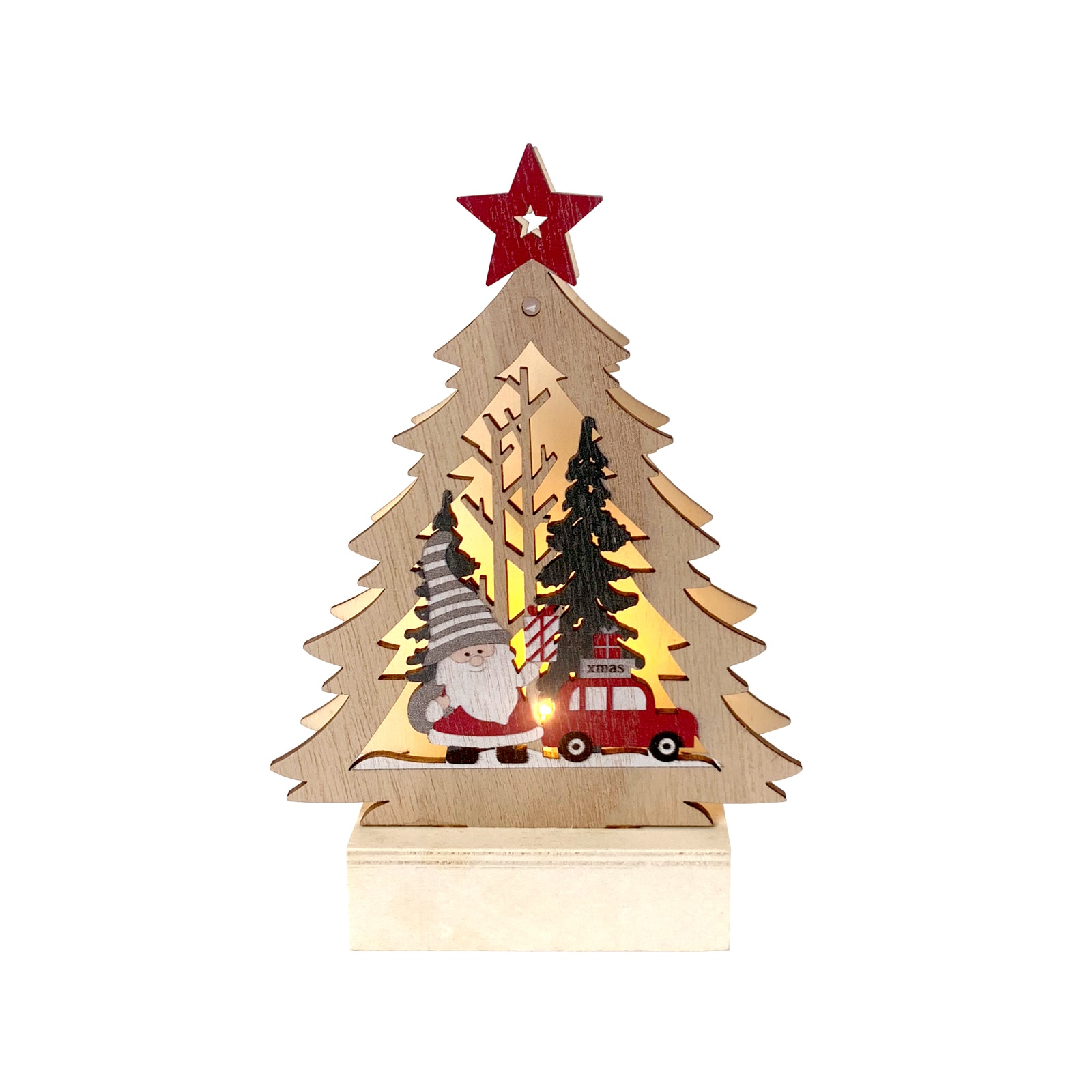 HTI-Living Leuchtspitze Weihnachtsmann kommt mit dem Auto 