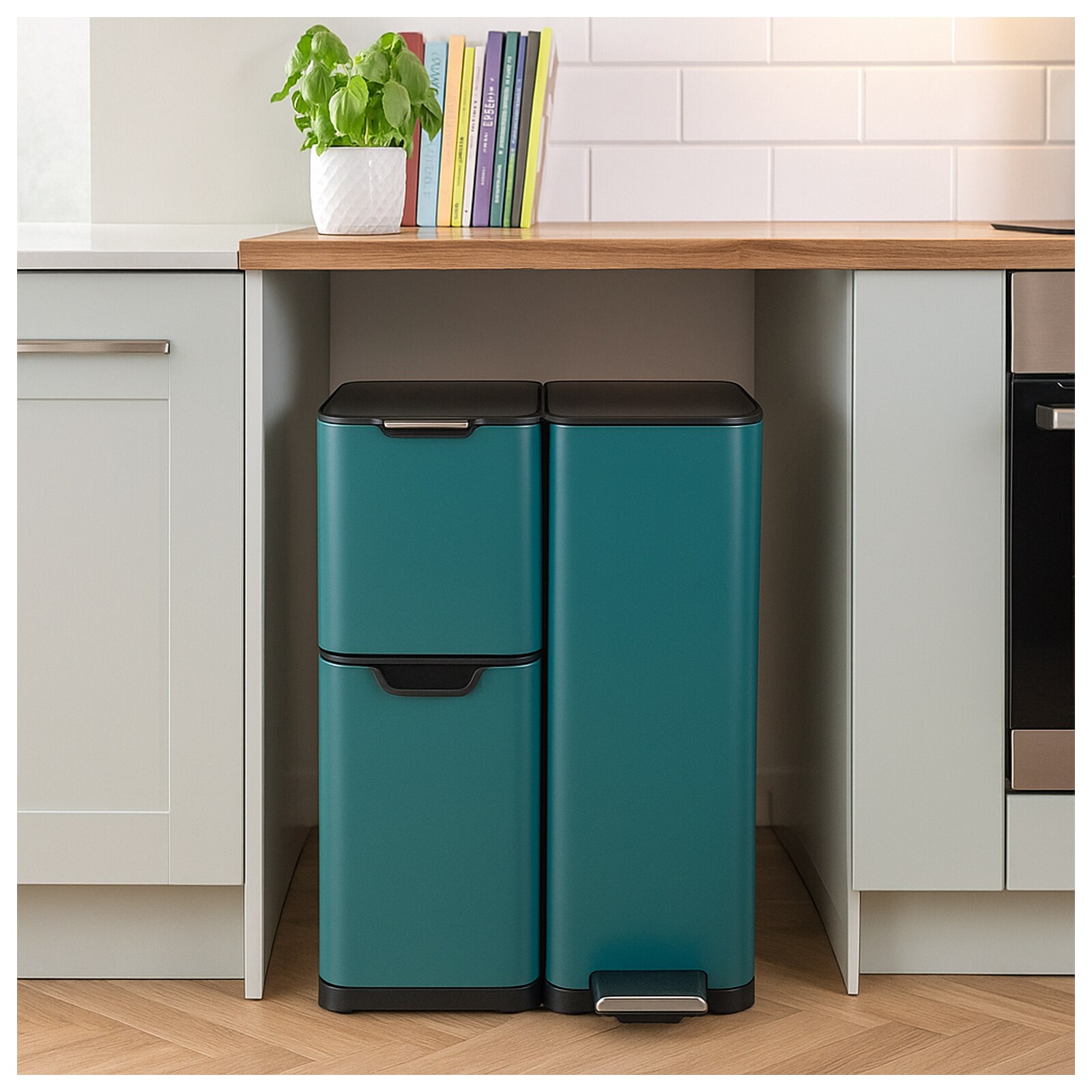 HTI-Living M&uuml;lleimer Edelstahl mit 3 Beh&auml;ltern 