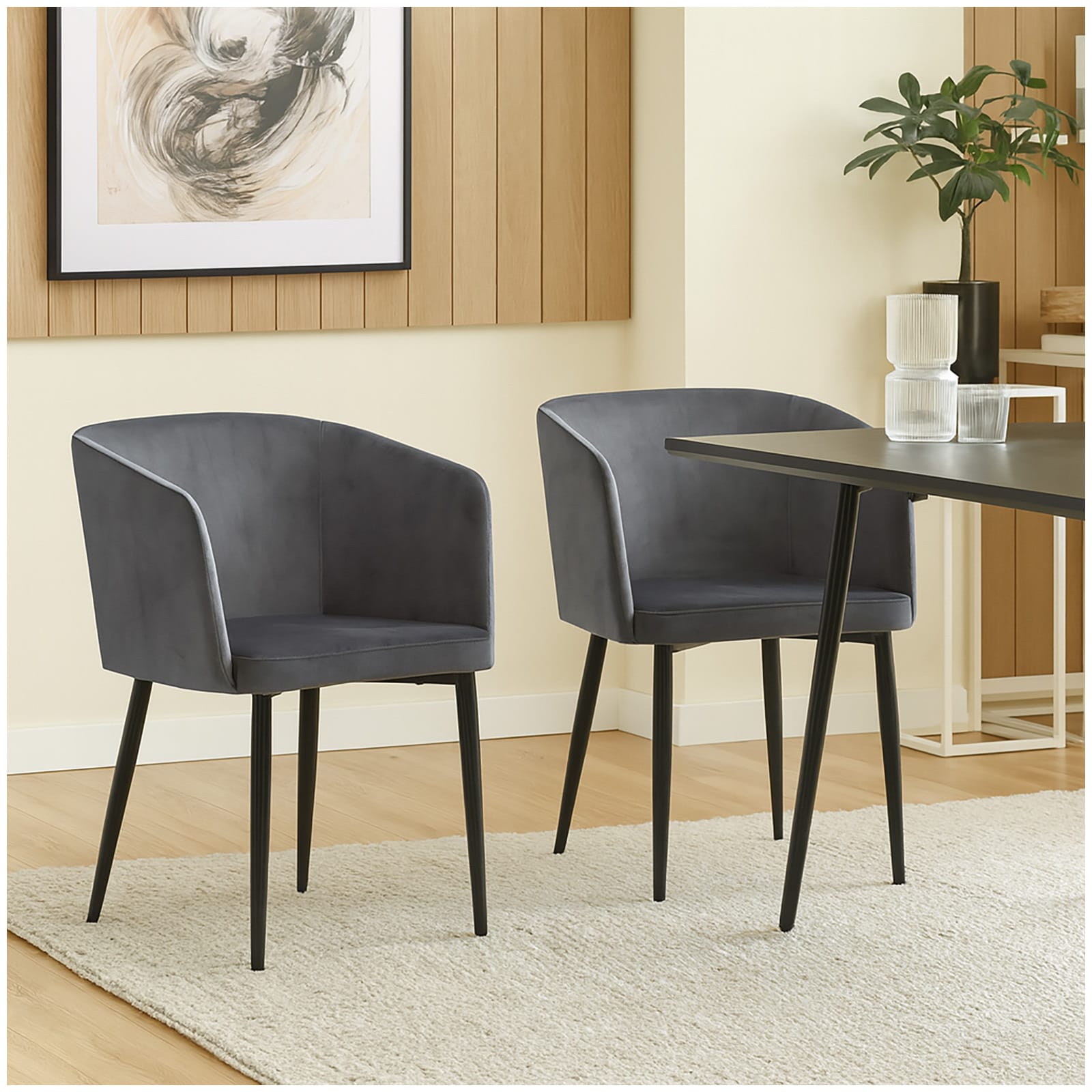 HTI-Living Esszimmerstuhl Destin Velvet Grau 2er-Set 