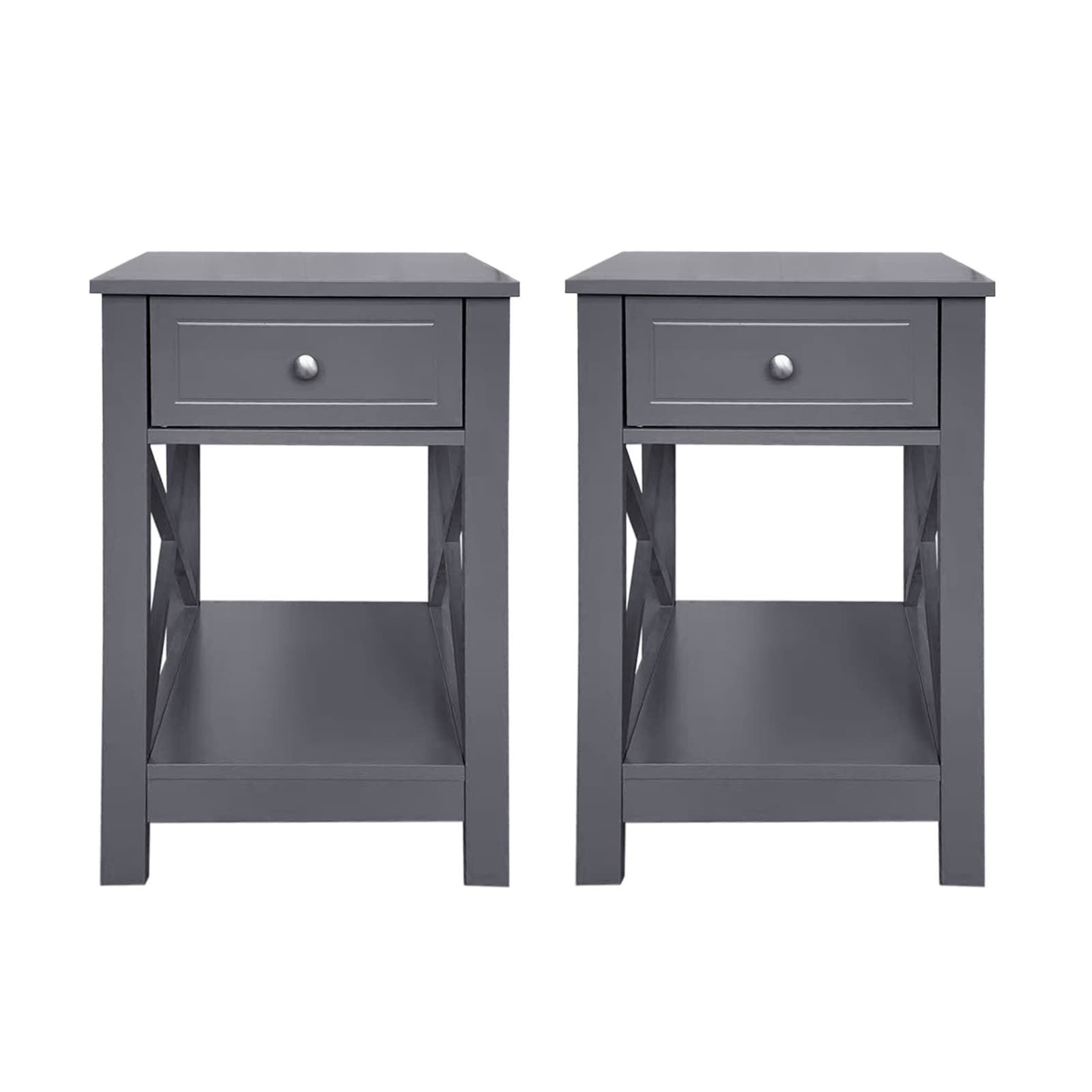 HTI-Living Nachttisch Hayet Grau 2er-Set 