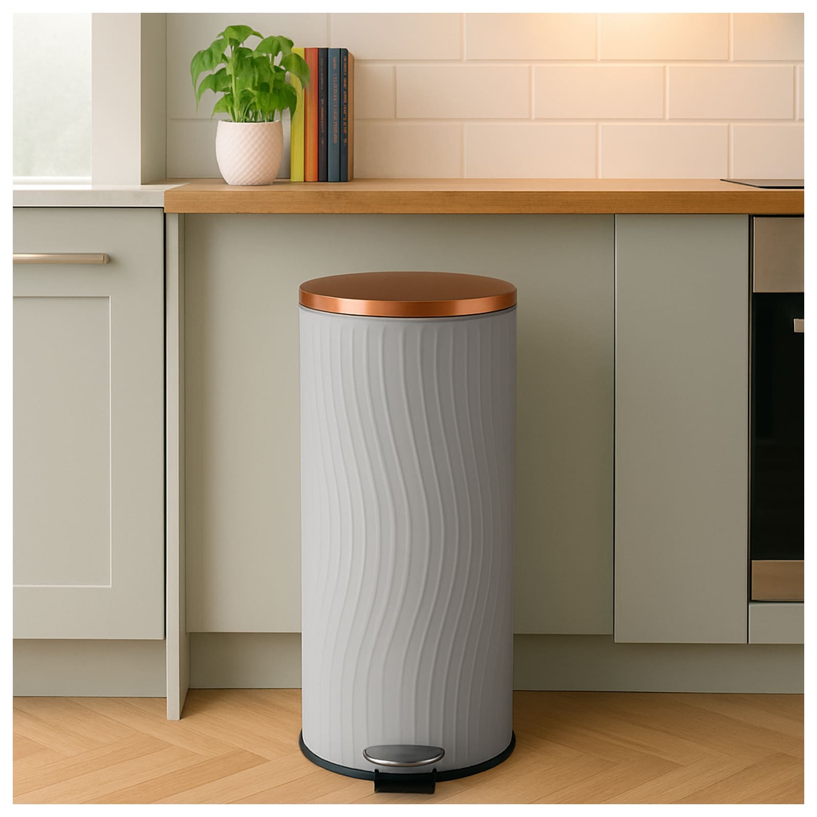 HTI-Living M&uuml;lleimer 30 Liter Grau/Kupfer Jannik 