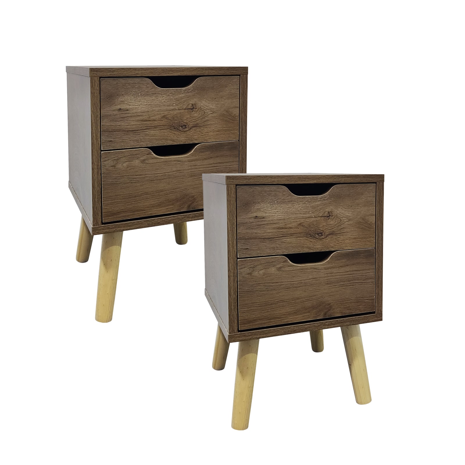 HTI-Living Nachttisch 2 Schubladen 2er-Set Thekla Eiche 