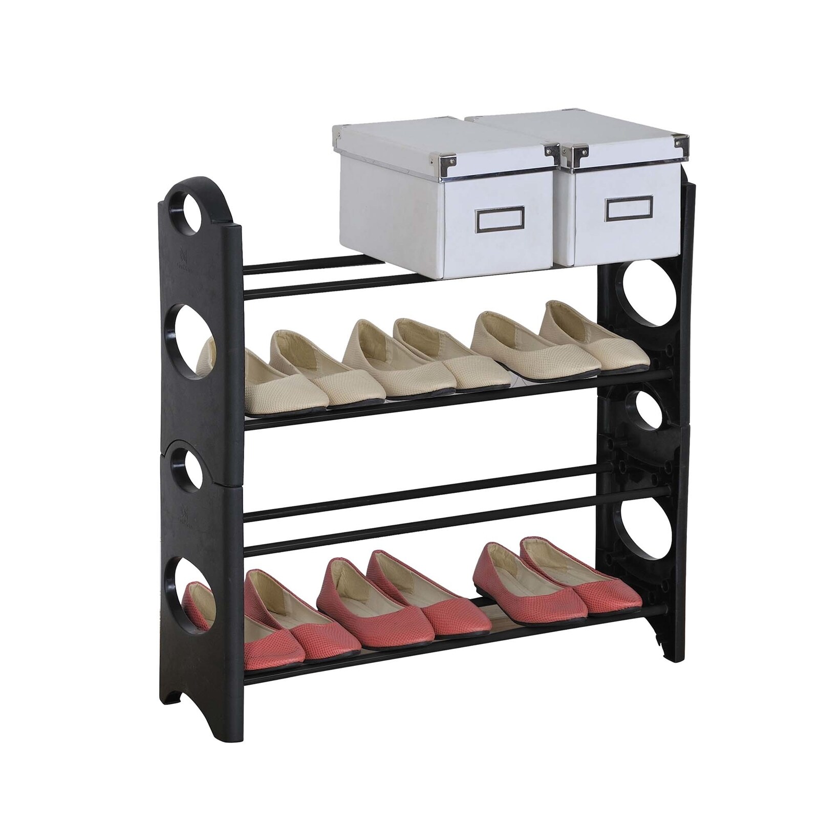 HTI-Living Schuhregal mit 4 Ablagefl&auml;chen Lena Schwarz 