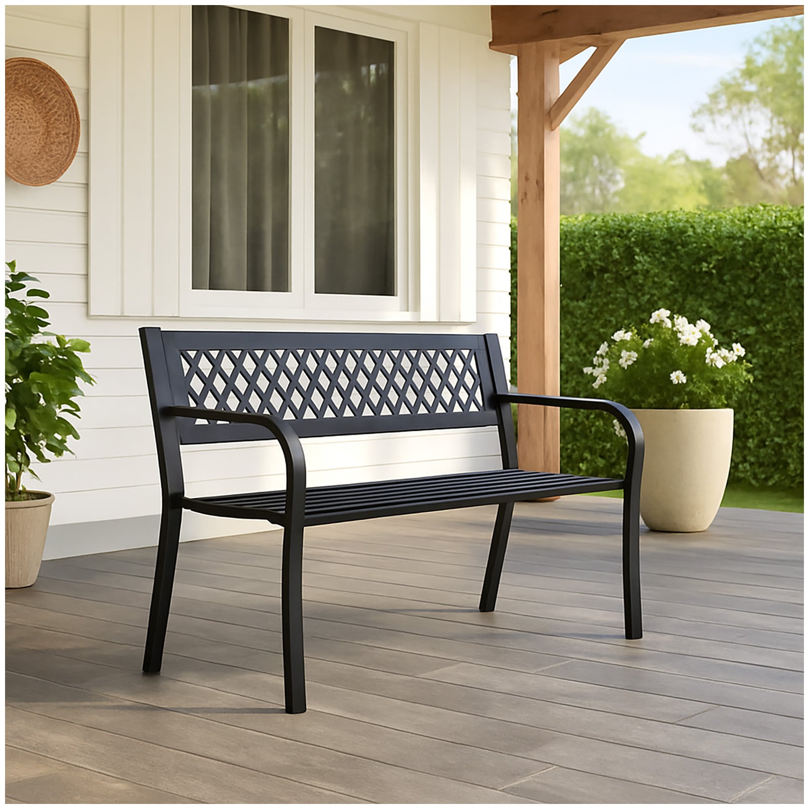 HTI-Living Gartenbank Metallbank Schwarz 