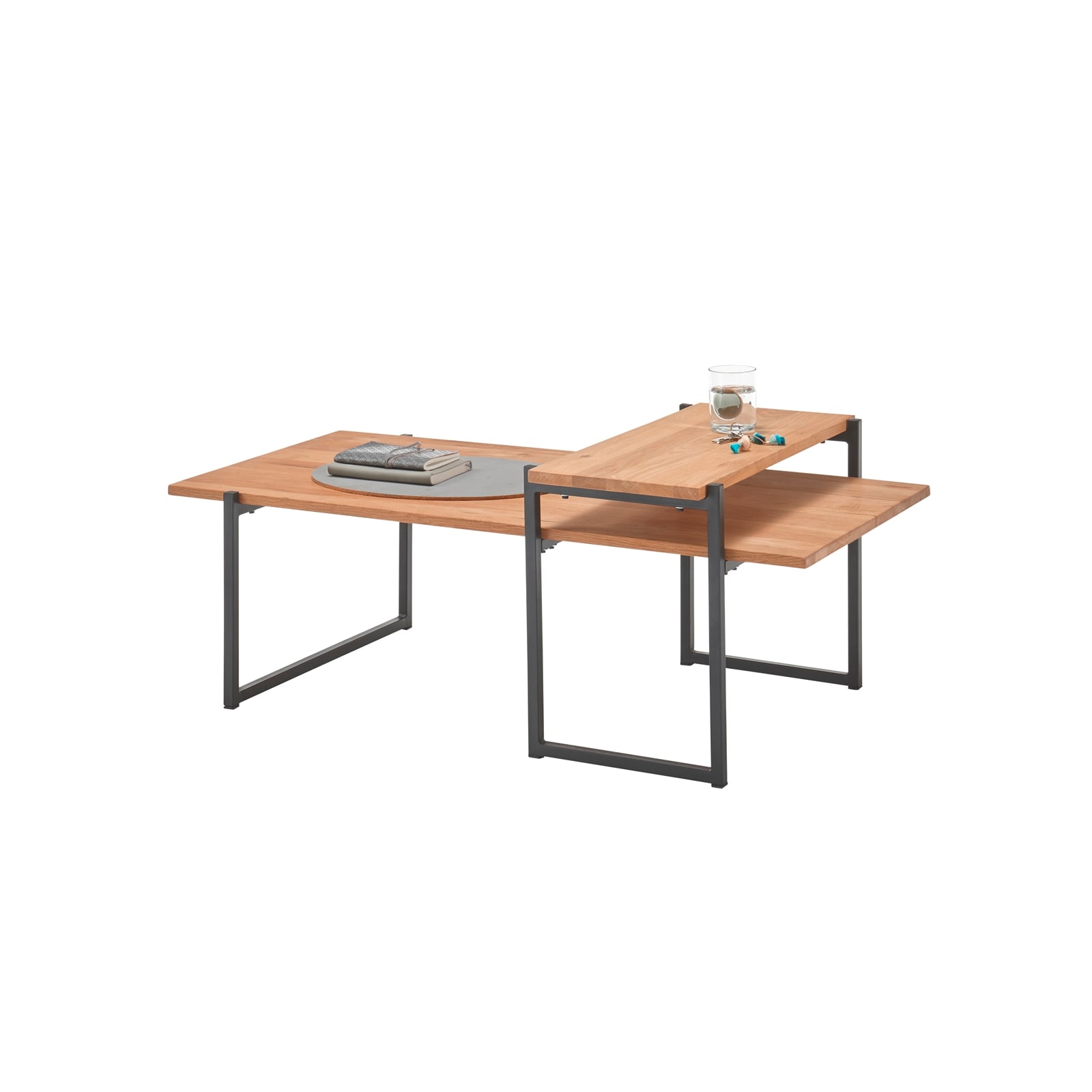 HTI-Living Wohnzimmertisch mit 2 Tischplatten auf Metallgestell 