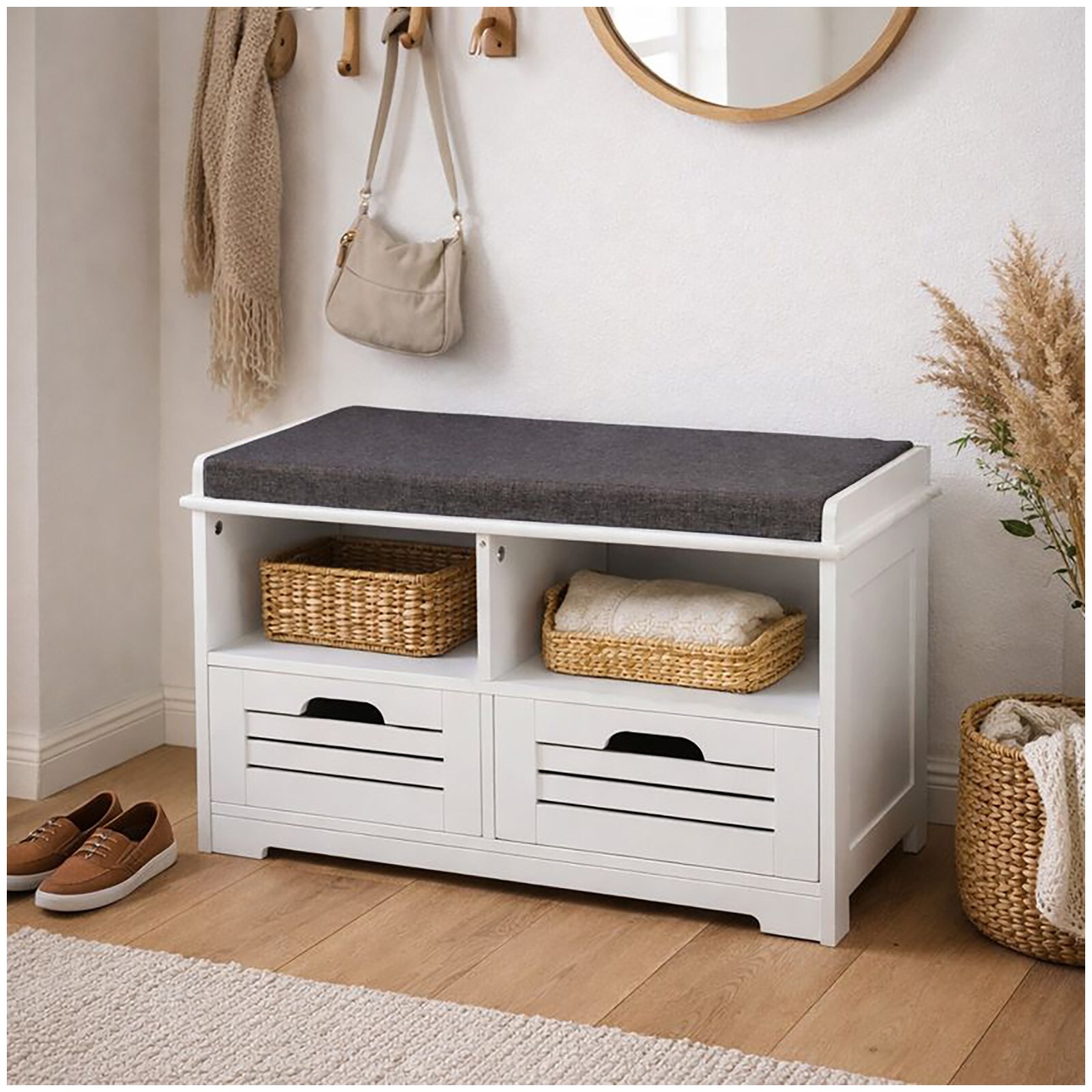 HTI-Living Schuhschrank wei&szlig; mit Sitzfl&auml;che 