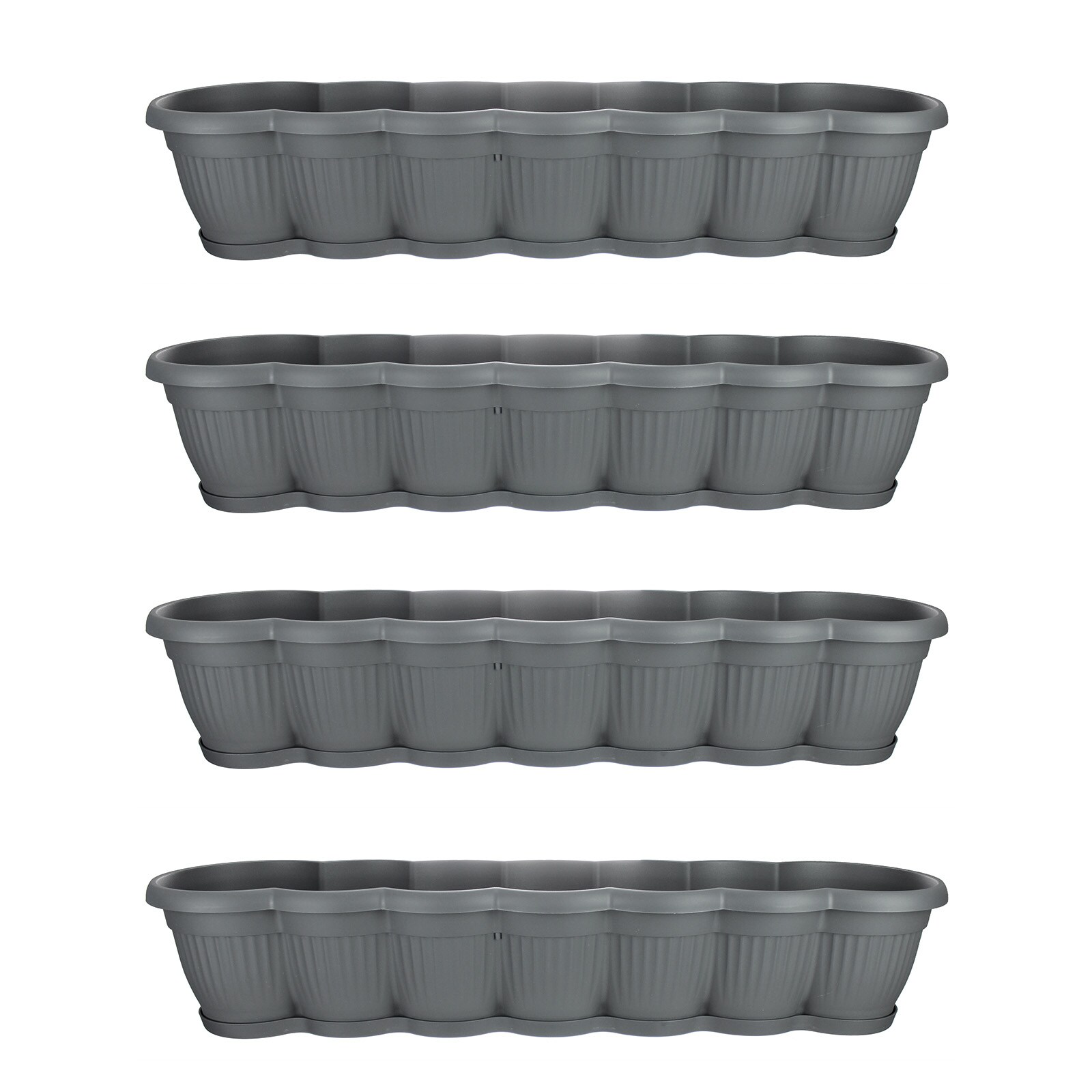 HTI-Living Blumenkasten mit Untersetzer 80 cm 4er Set Anthrazit - Bild 1