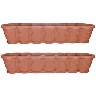 HTI-Living Blumenkasten mit Untersetzer 80 cm 2er Set Terracotta 