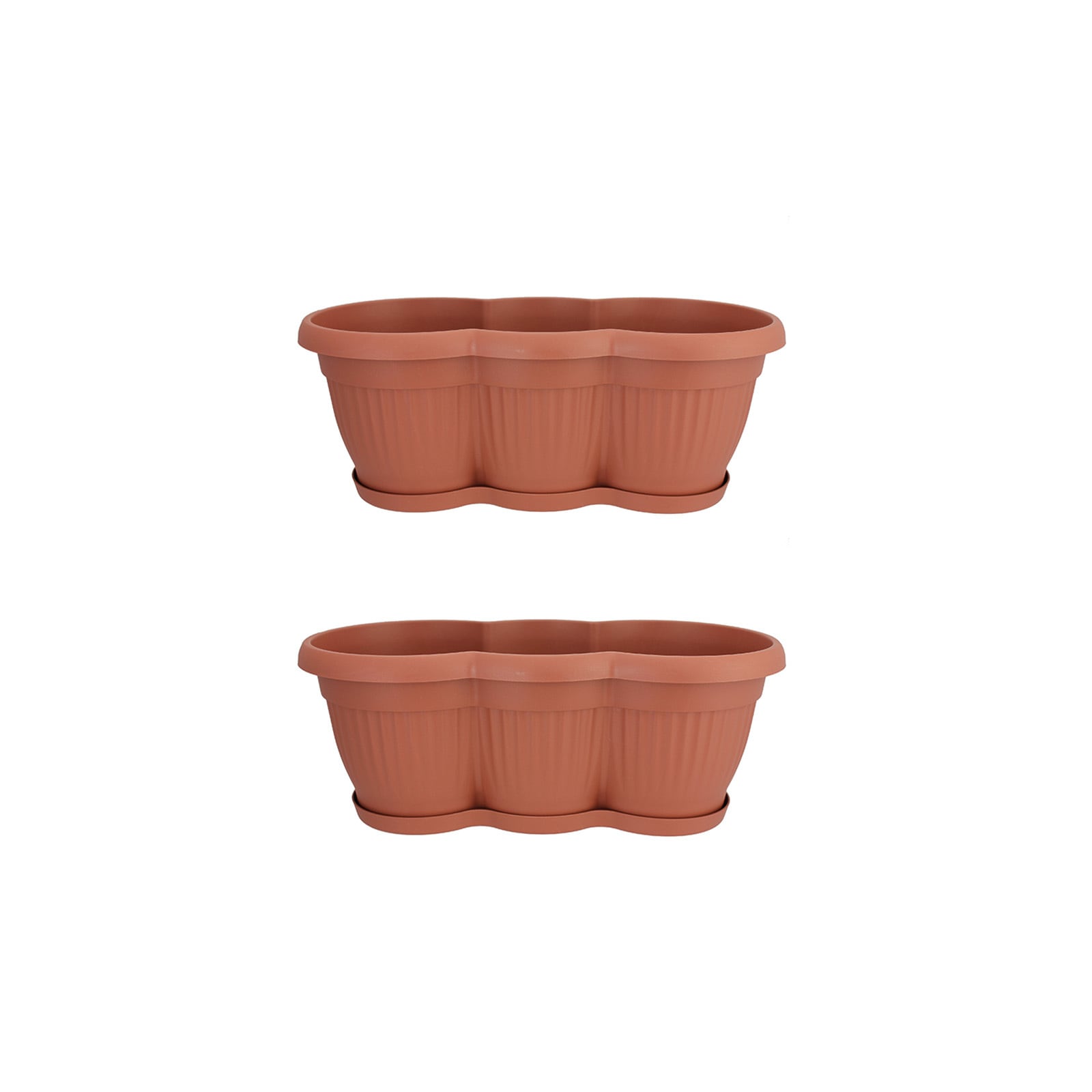 HTI-Living Blumenkasten mit Untersetzer 40 cm 2er Set Terracotta 