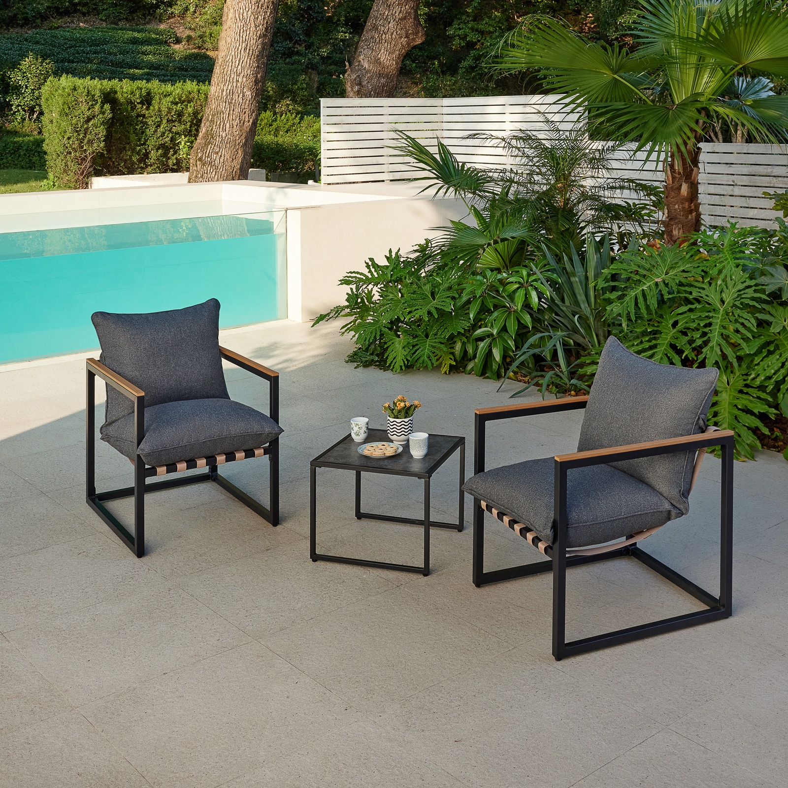 HTI-Living Gartensitzgruppe 2 St&uuml;hle und Tisch 