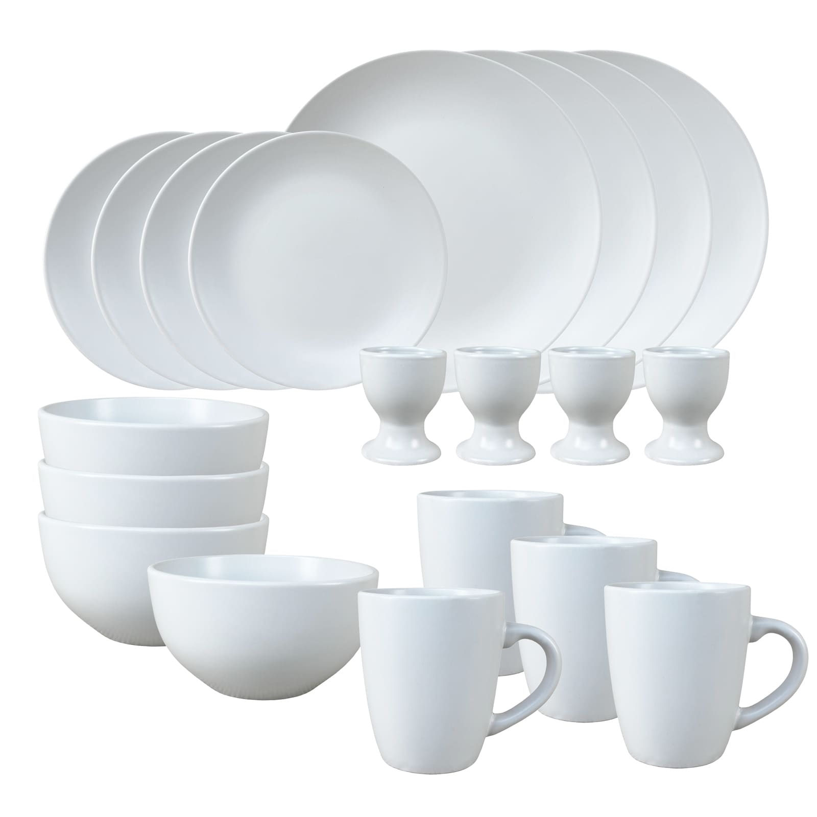 NTK-Collection 20-teiliges Tafelservice in Wei&szlig; Geschirr-Set f&uuml;r 4 Personen 