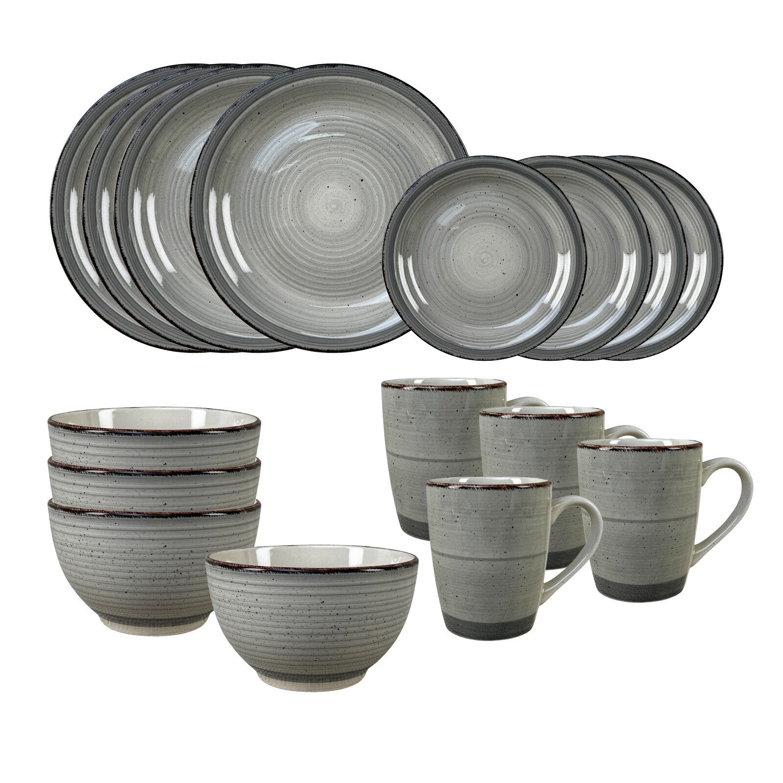 NTK-Collection 16-teiliges Tafelservice aus Keramik Grau 