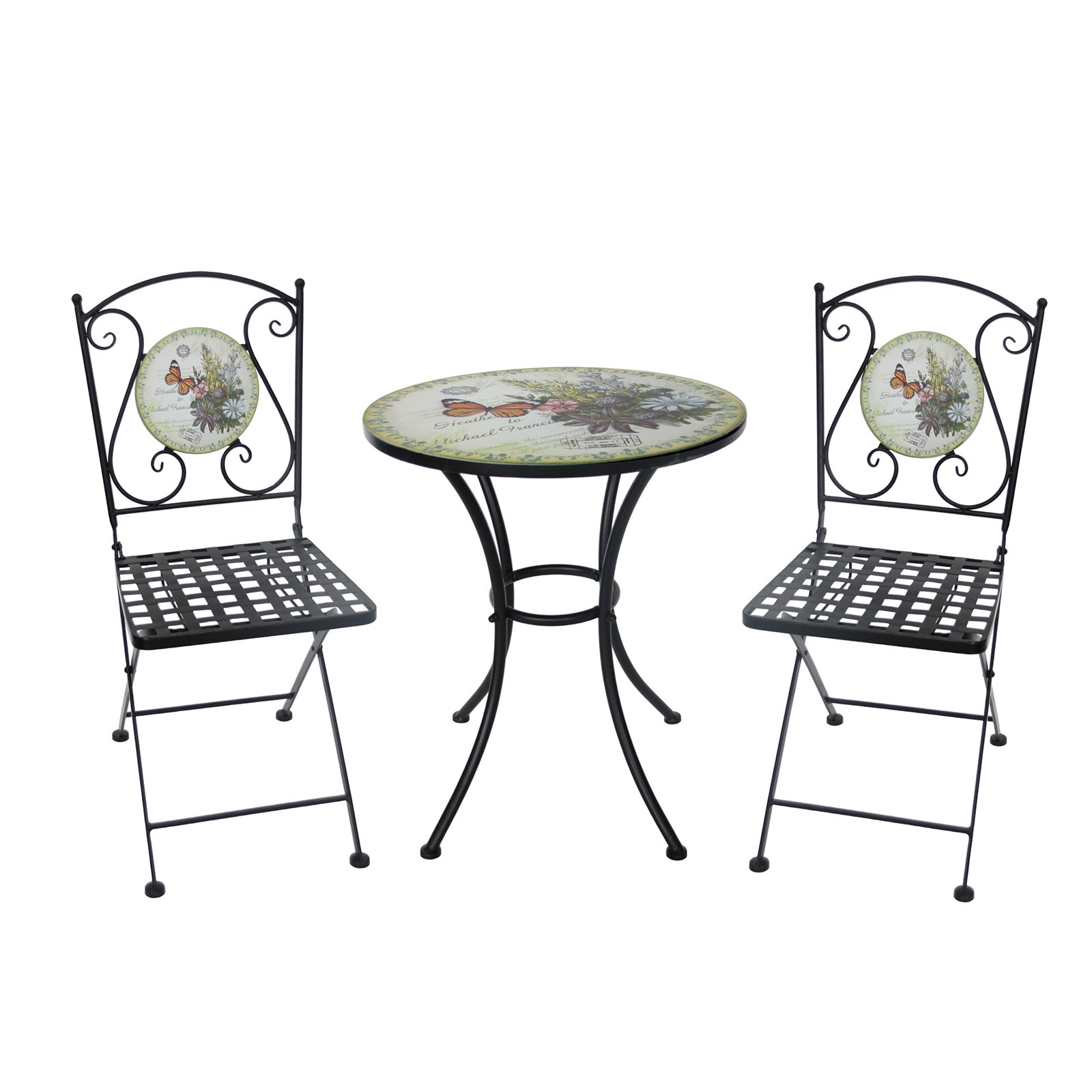 HTI-Living Tisch und 2 St&uuml;hle Celia Schmetterling 