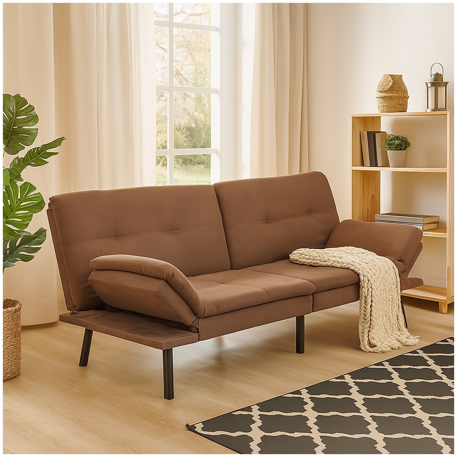 HTI-Living Sofa mit verstellbaren Armlehnen Braun 