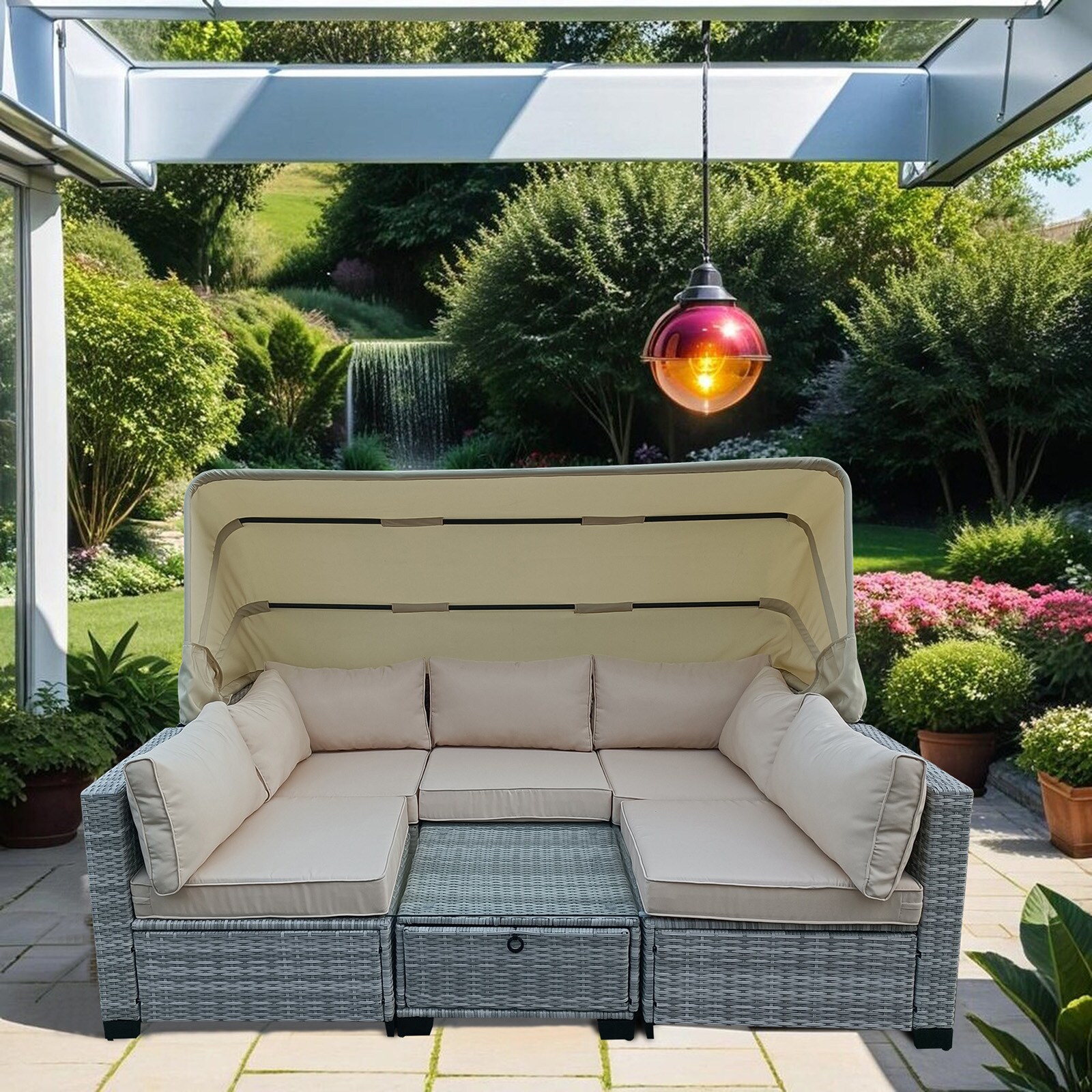 HTI-Living Loungemöbel Grau/Beige 6-teiliges Set