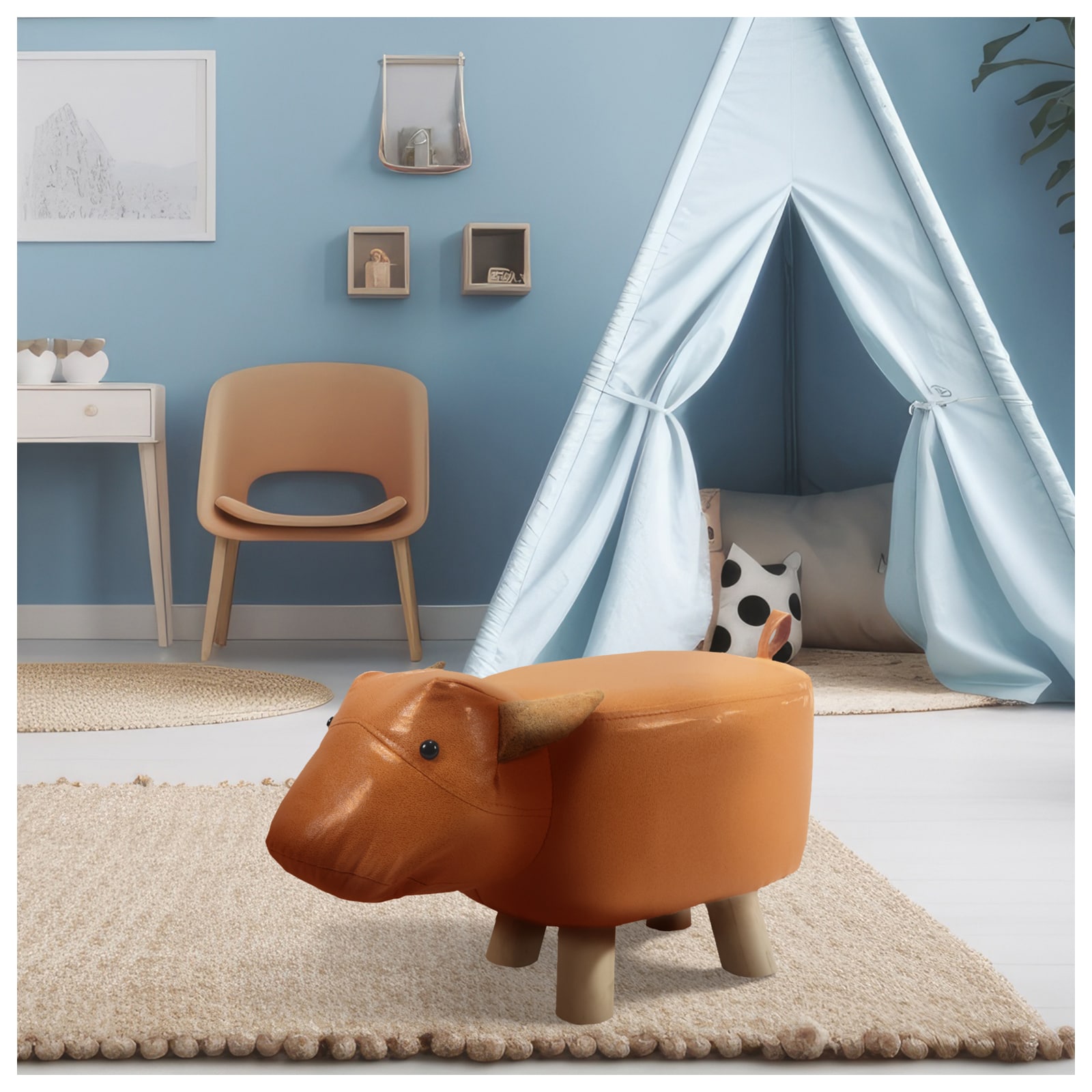 HTI-Living Hocker f&uuml;r Kinder Tiermotiv Kuh 