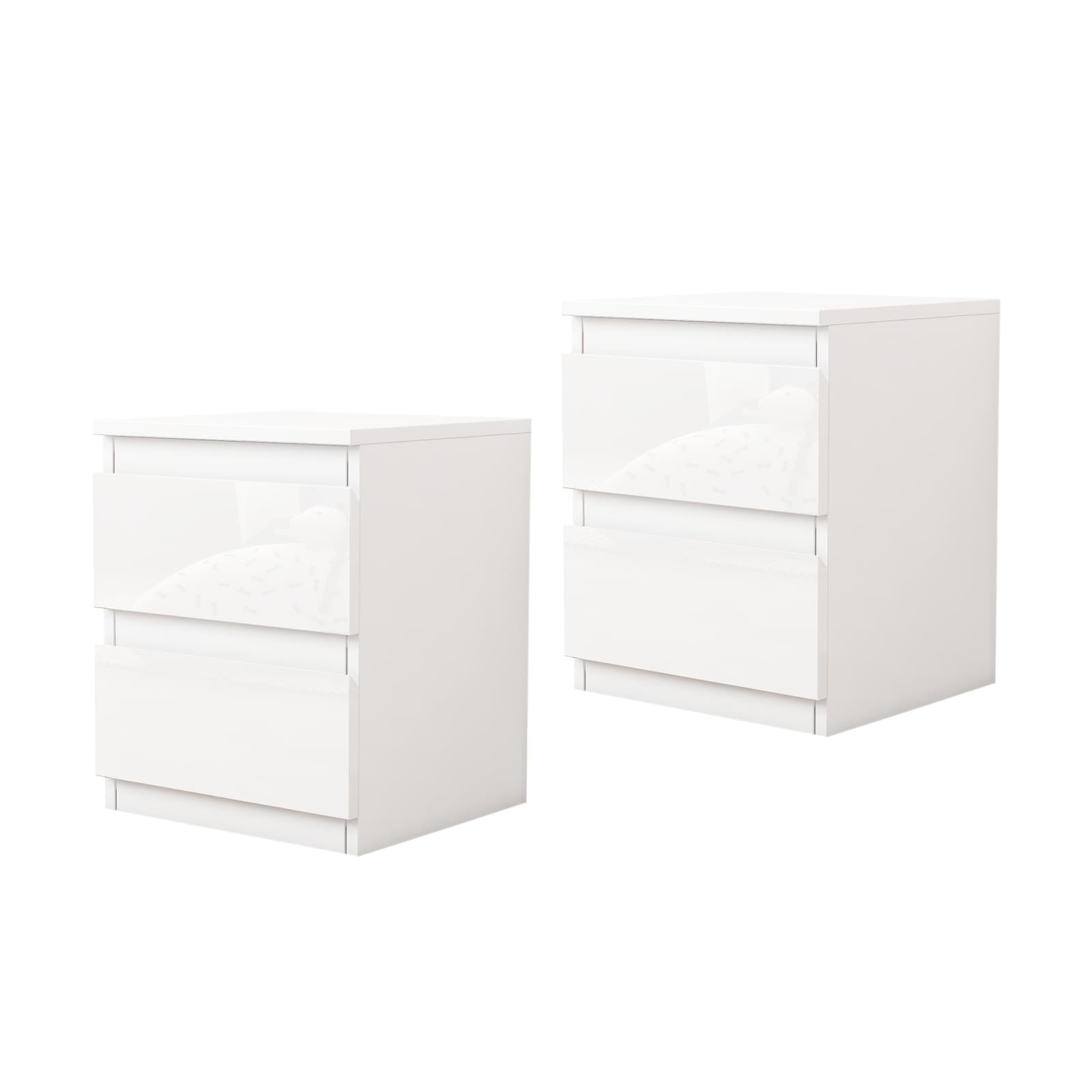 HTI-Living Nachtschrank Kenji Hochglanz Wei&szlig; 2er-Set 